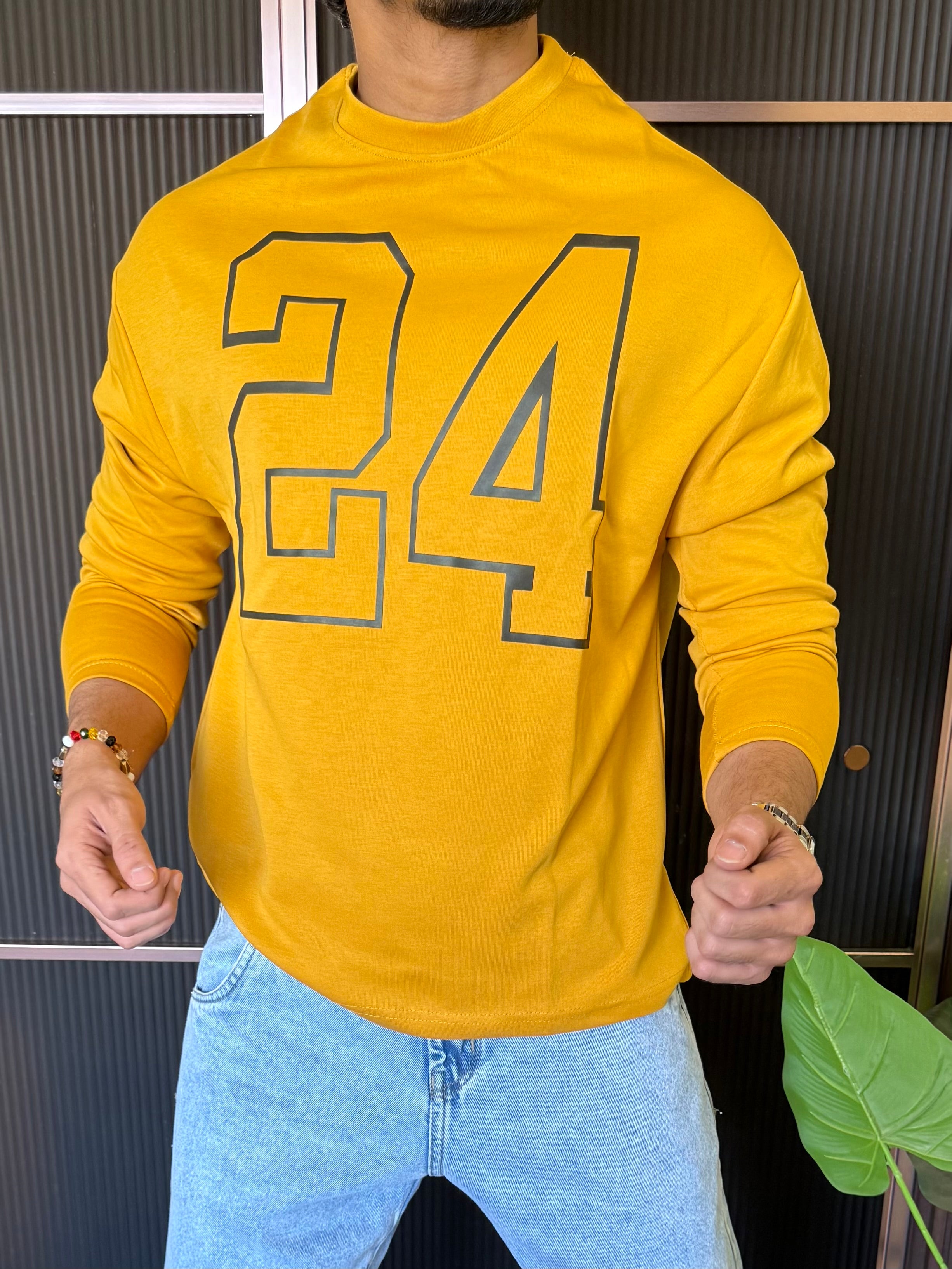 Over Size  24 Yellow Full sleeves T shirt