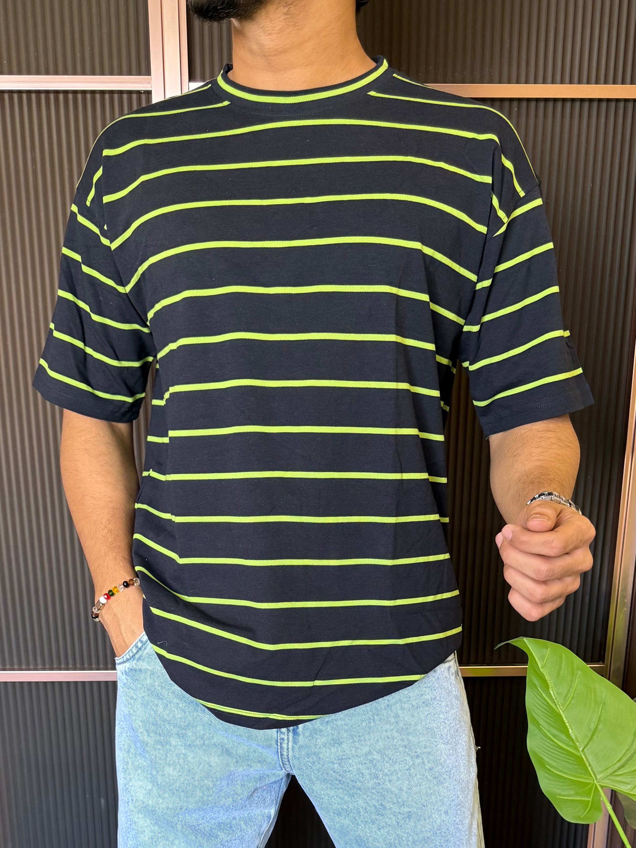 Matty Striper Dark Blue Over Size T Shirt