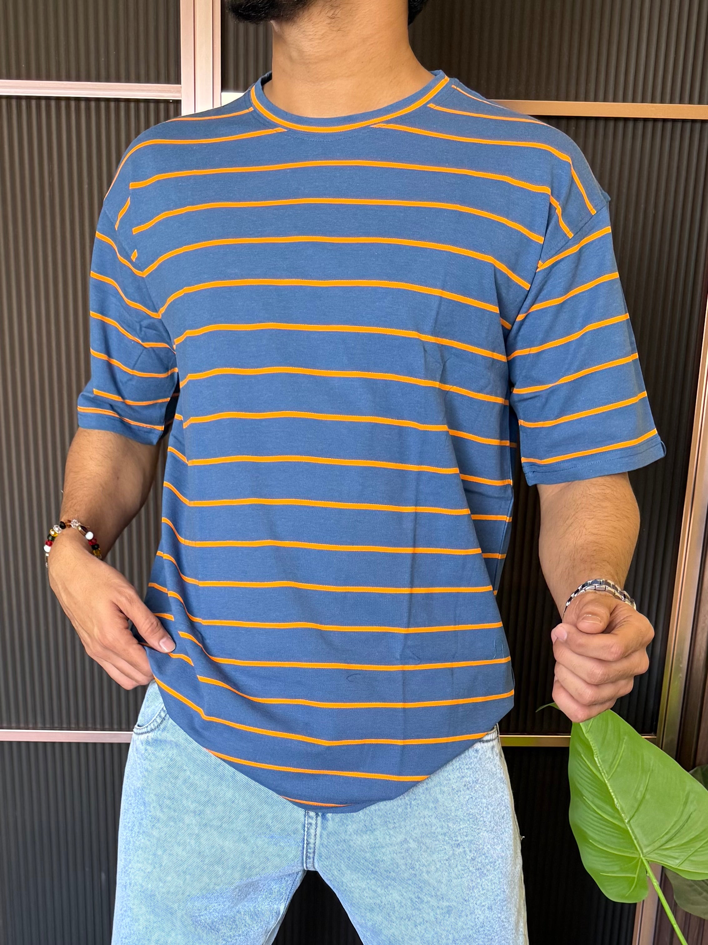 Matty Striper Blue Over Size T Shirt
