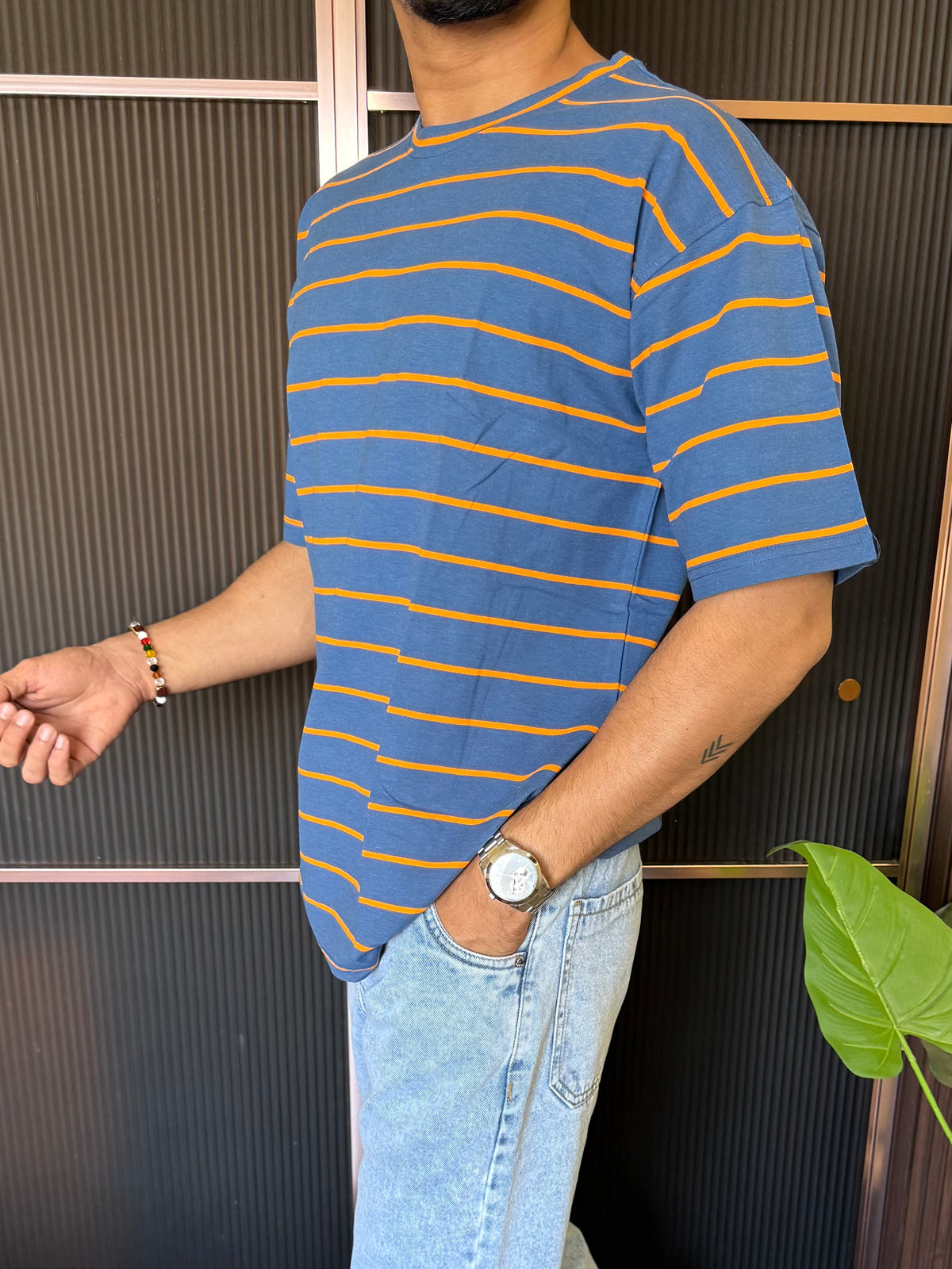 Matty Striper Blue Over Size T Shirt