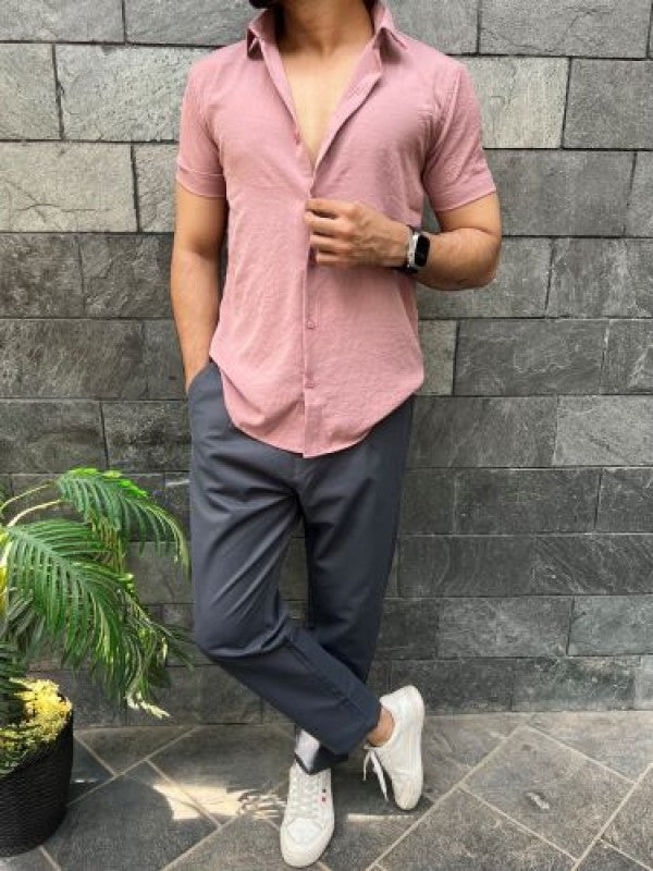 Imported Textured Peach Half Shirt