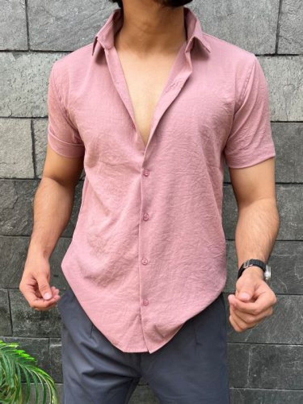 Imported Textured Peach Half Shirt
