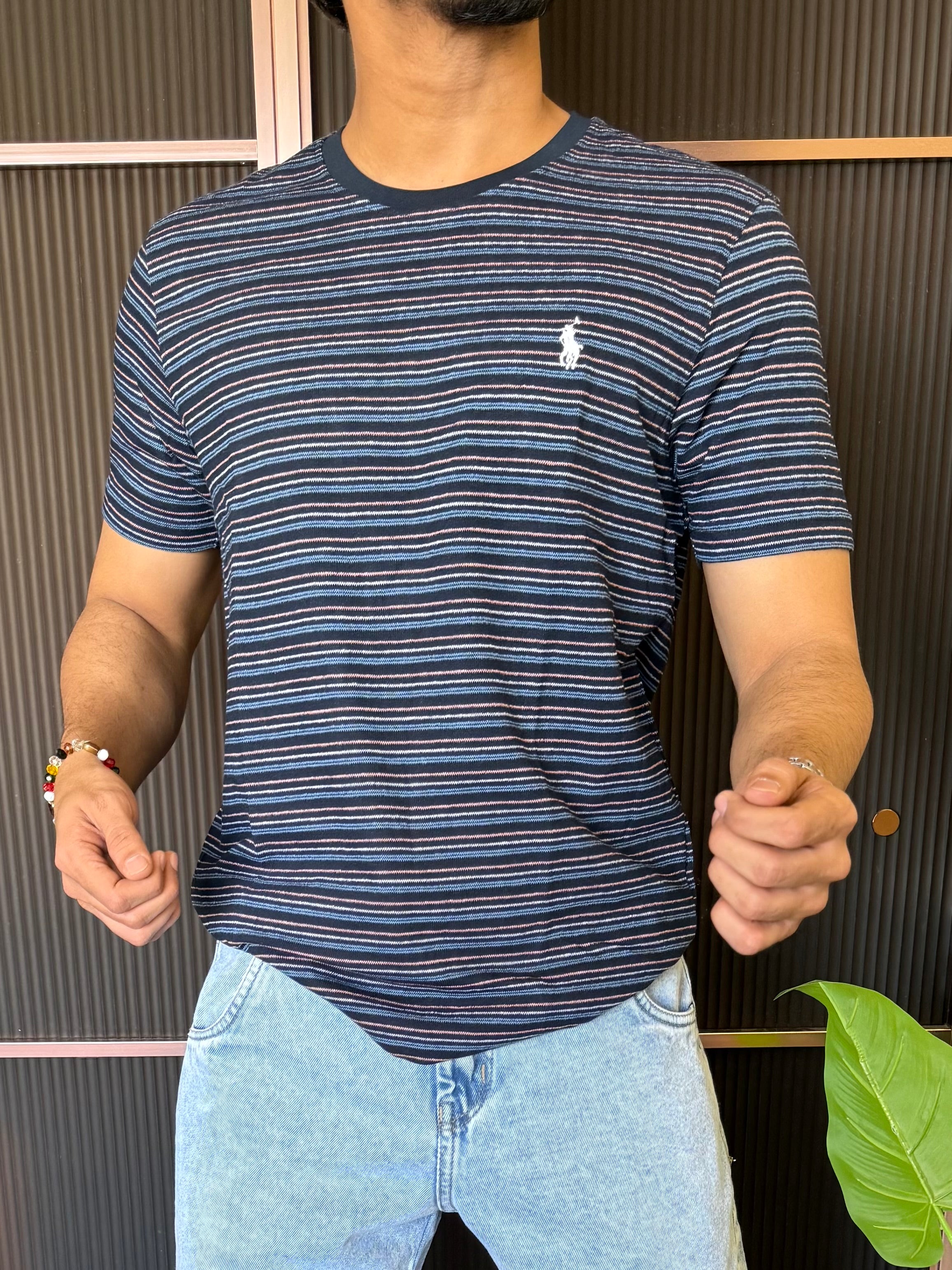 Polo Round Neck Navy Striper