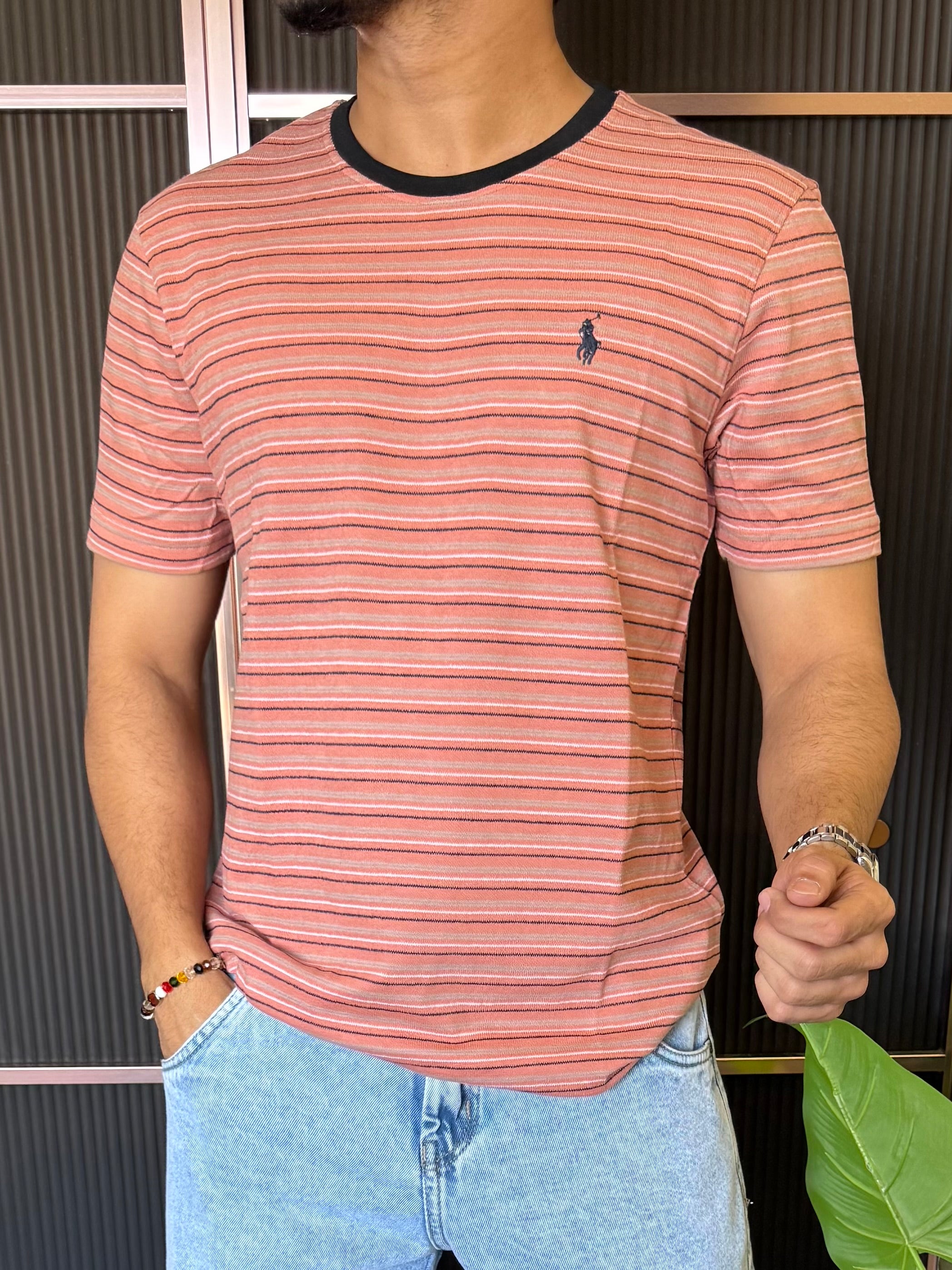 Polo Round Neck Peach Striper