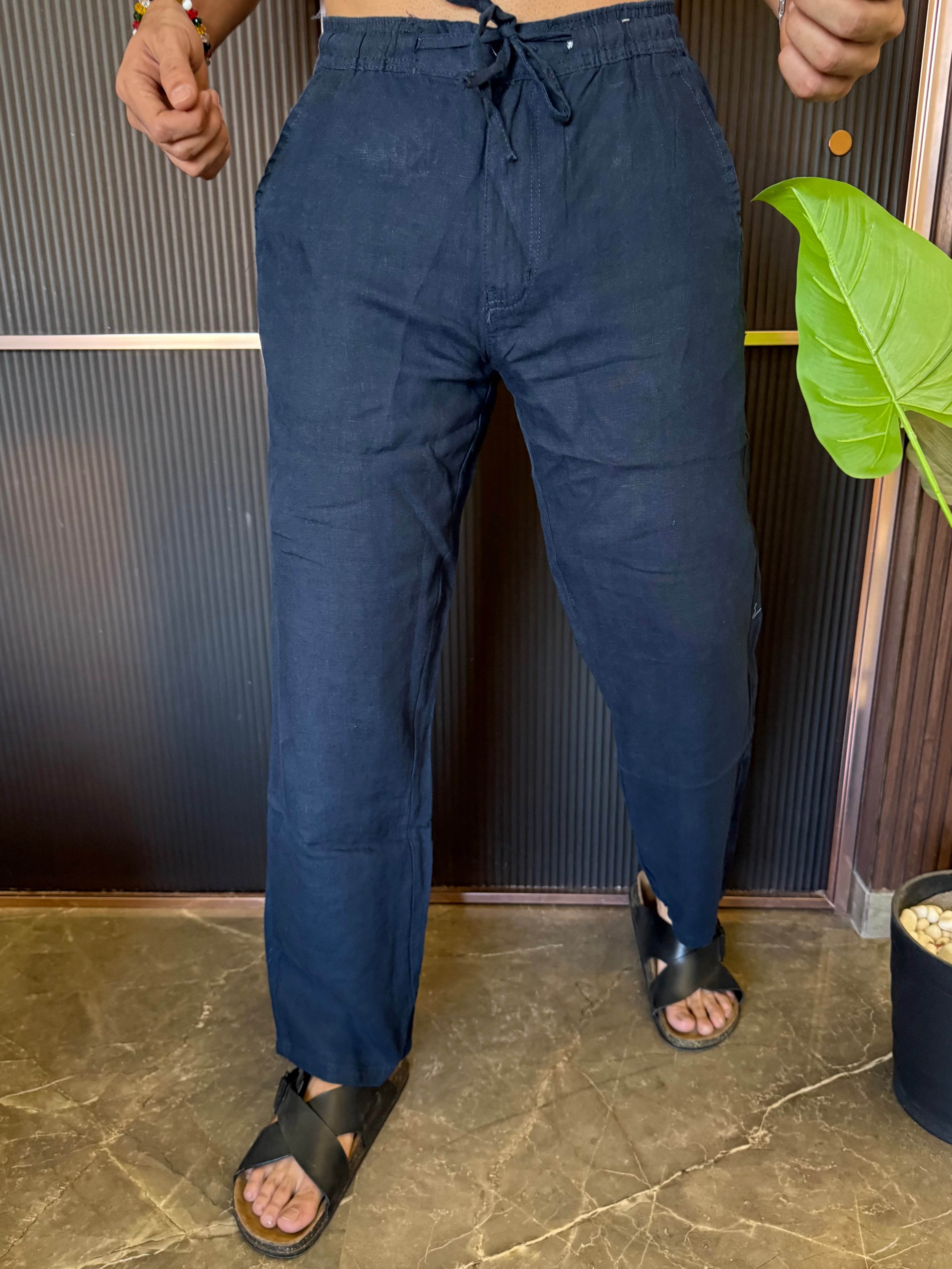 Pure Linen Navy Pant