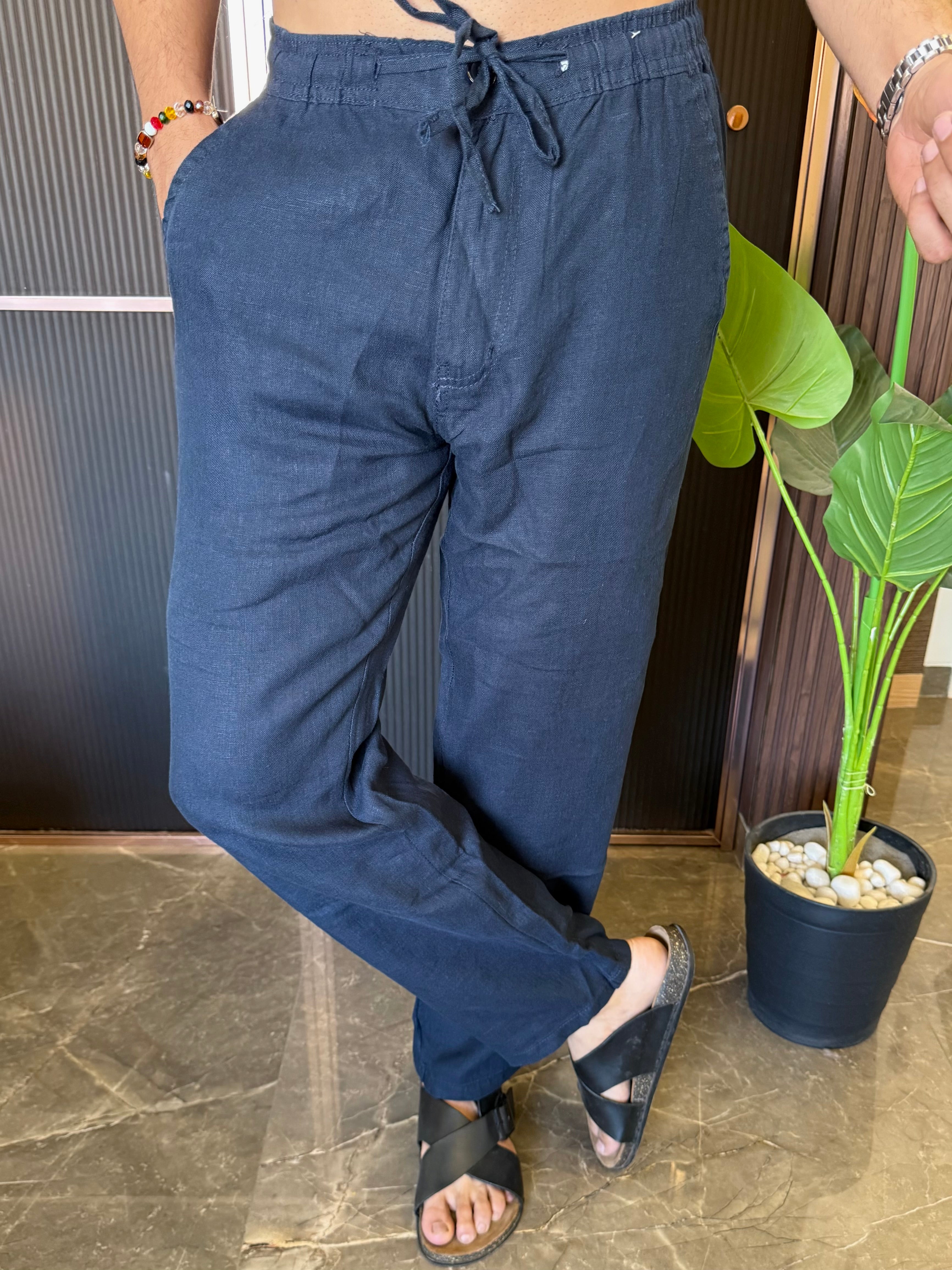 Pure Linen Navy Pant