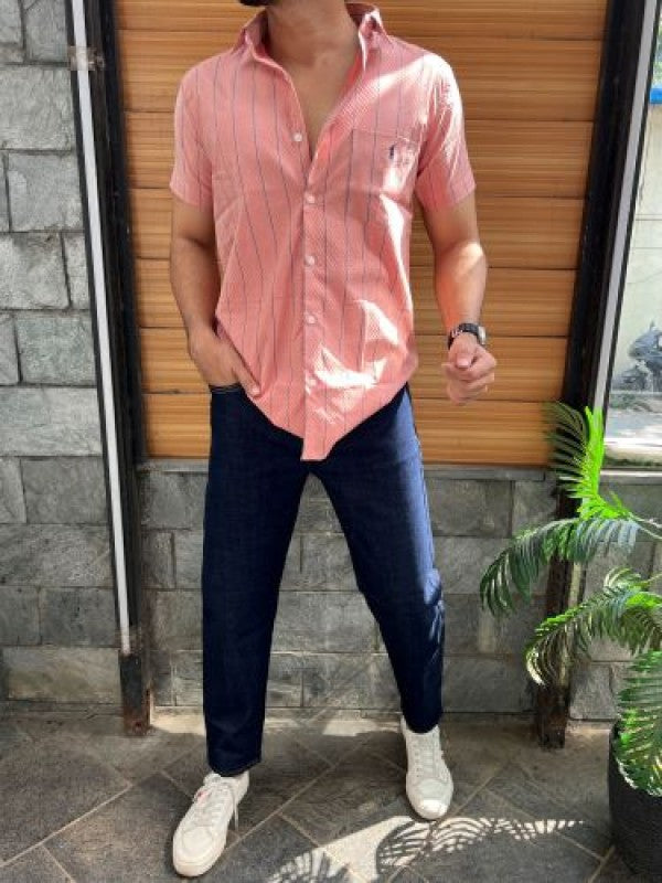 Stretchable Striper Peach Half Shirt