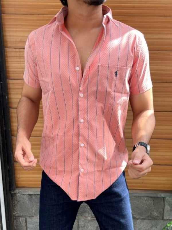 Stretchable Striper Peach Half Shirt