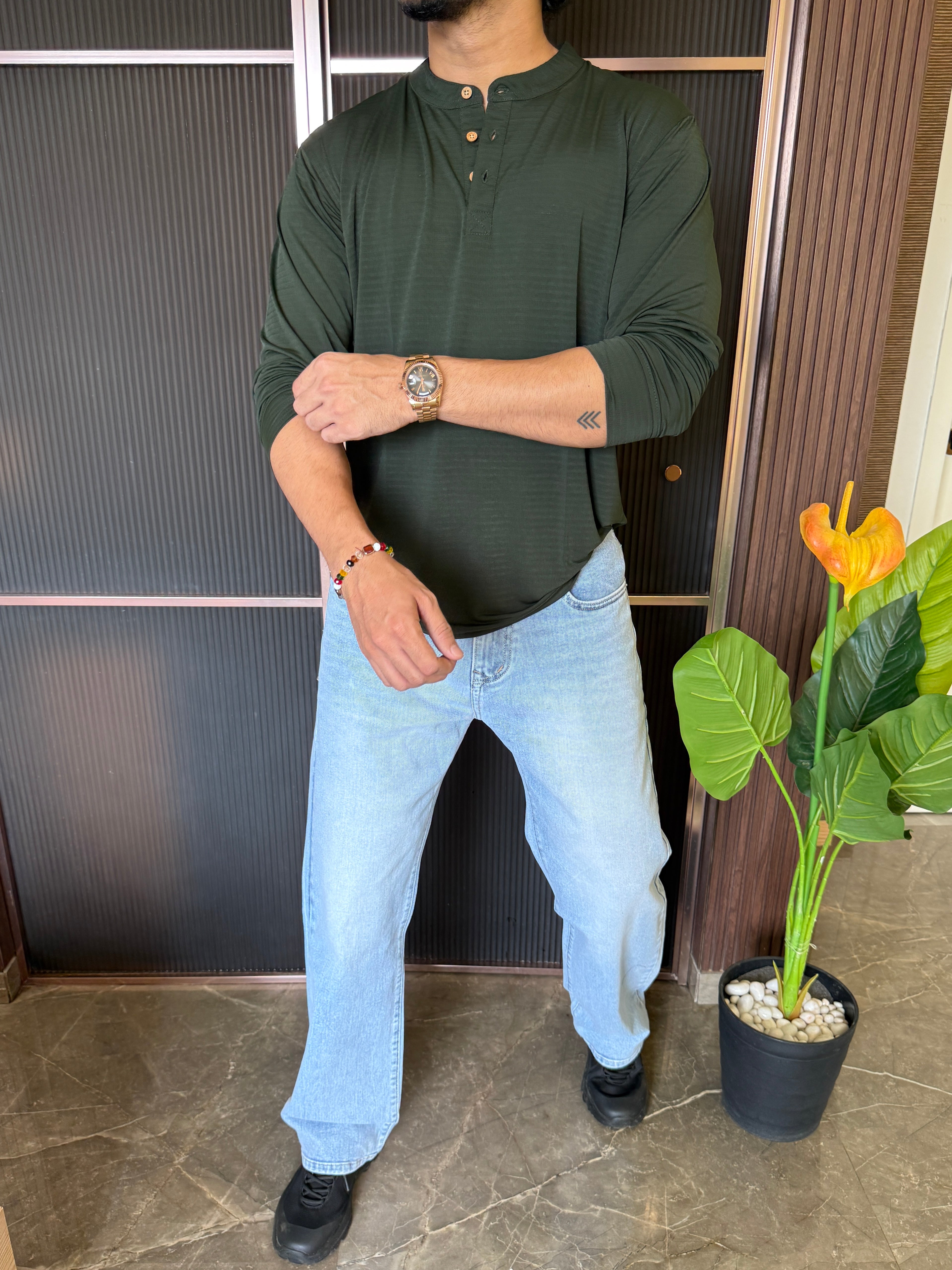 Henly Full Sleeve Olive T shirt