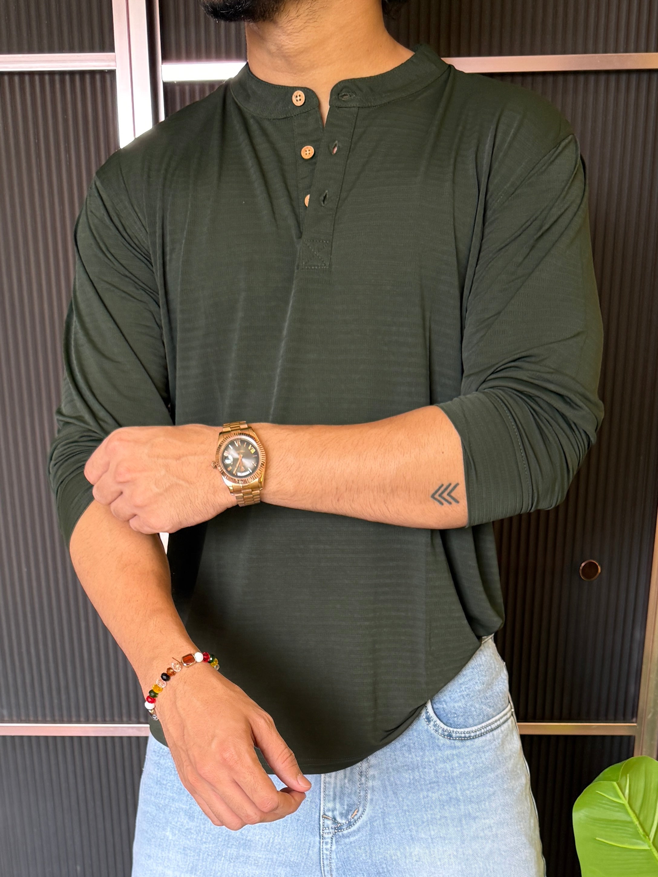 Henly Full Sleeve Olive T shirt