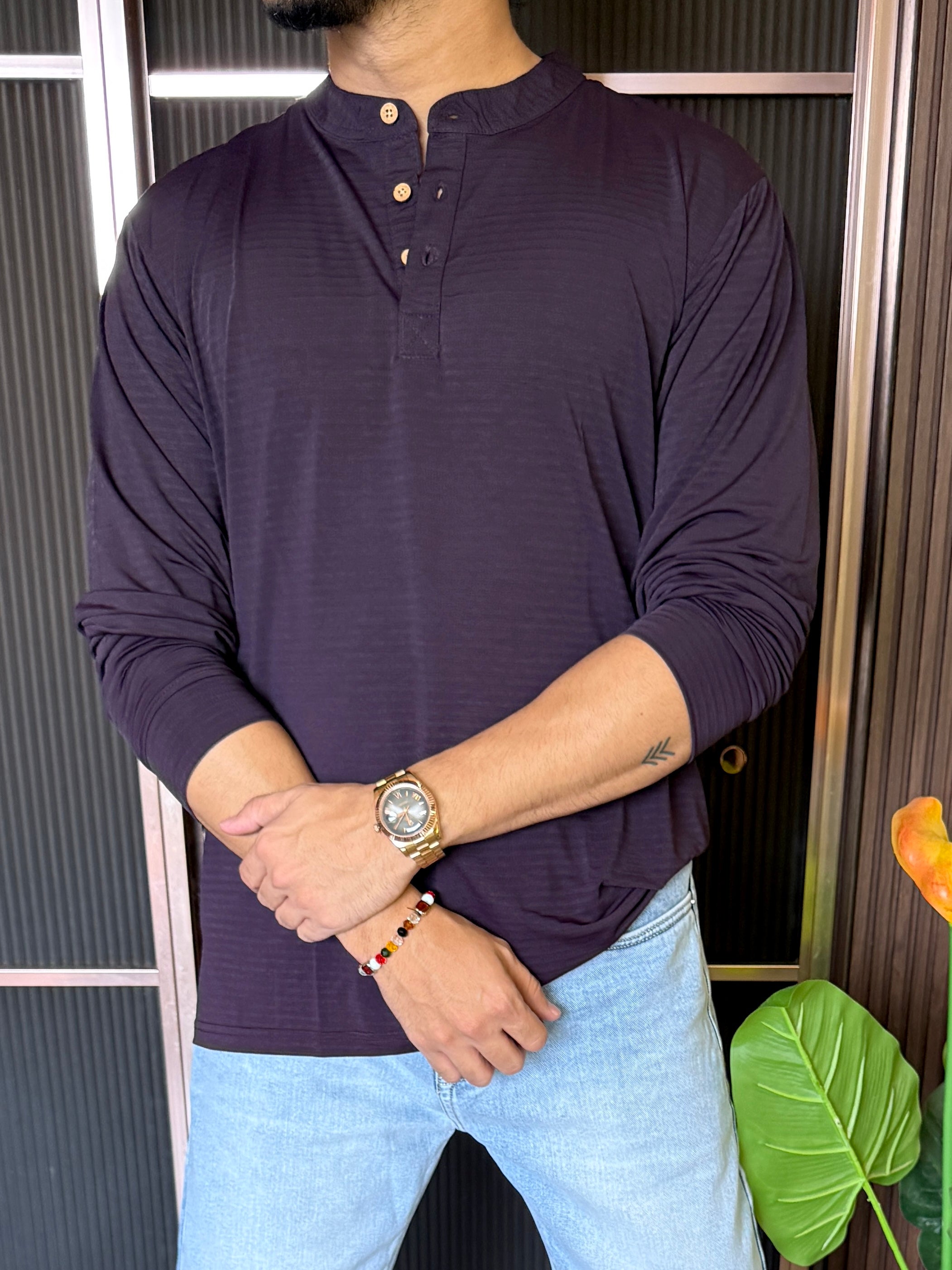 Henly Full Sleeve Dark Purple Tshirt