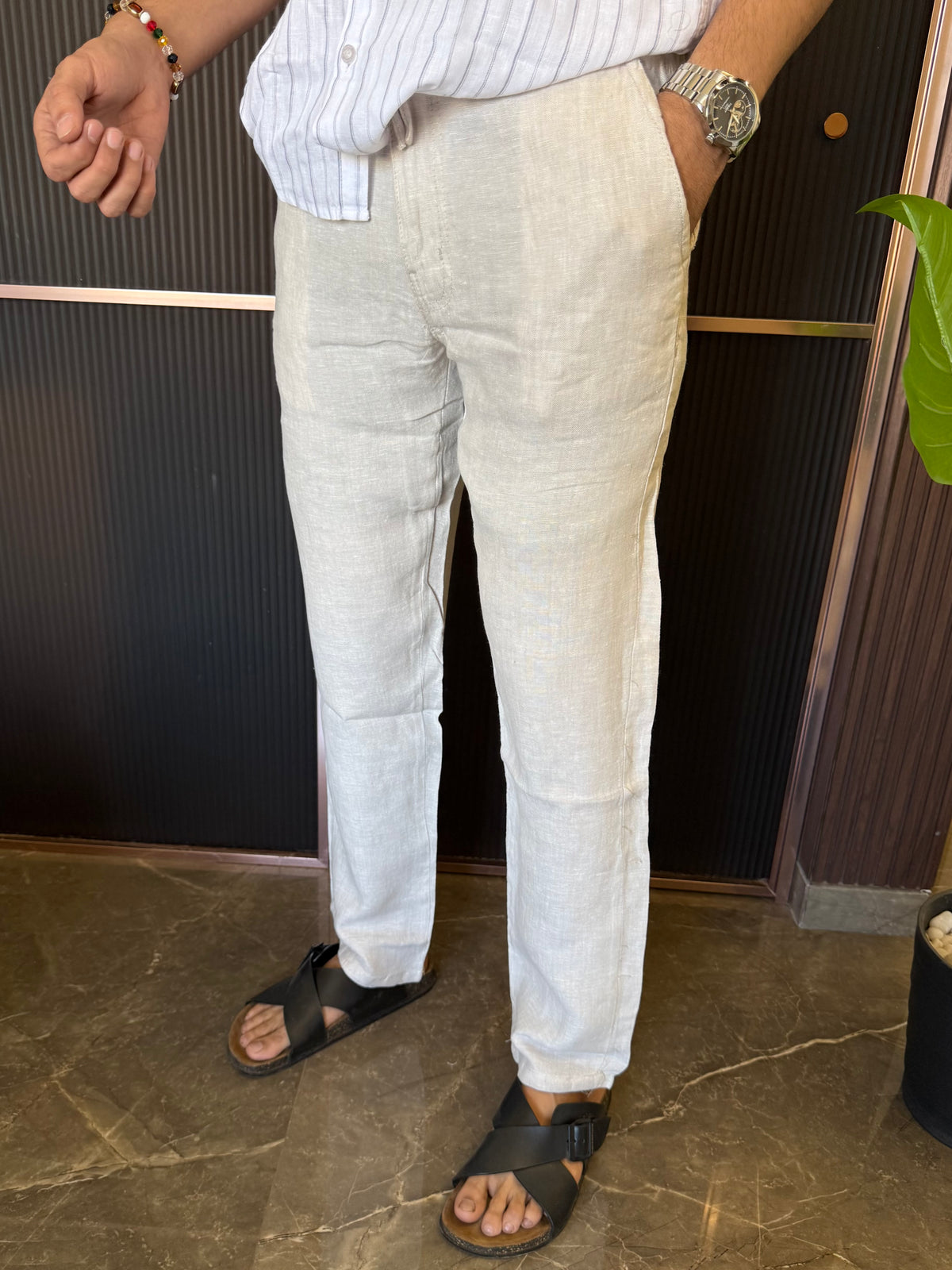 Pure Linen Cream Pant