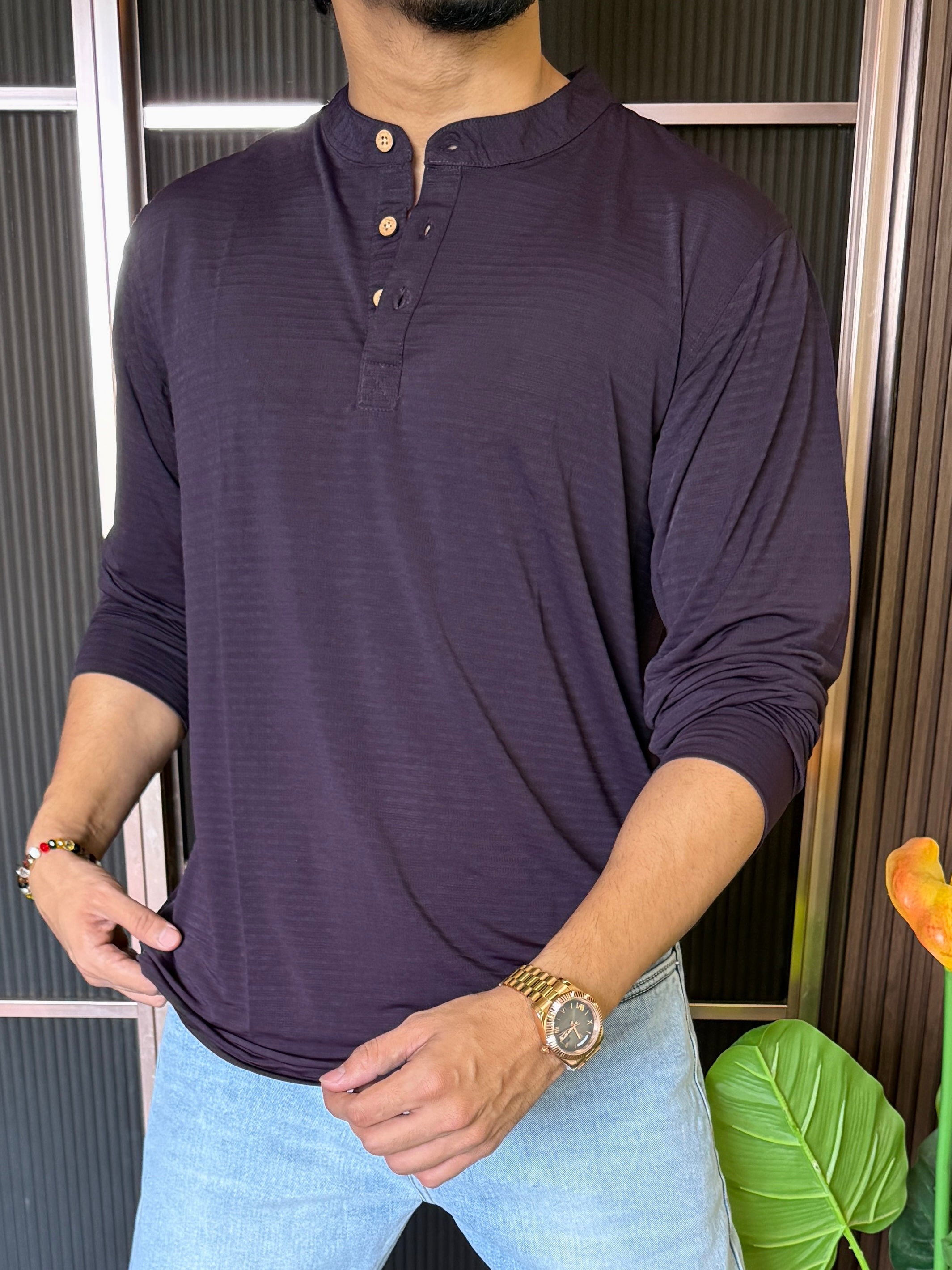 Henly Full Sleeve Dark Purple Tshirt