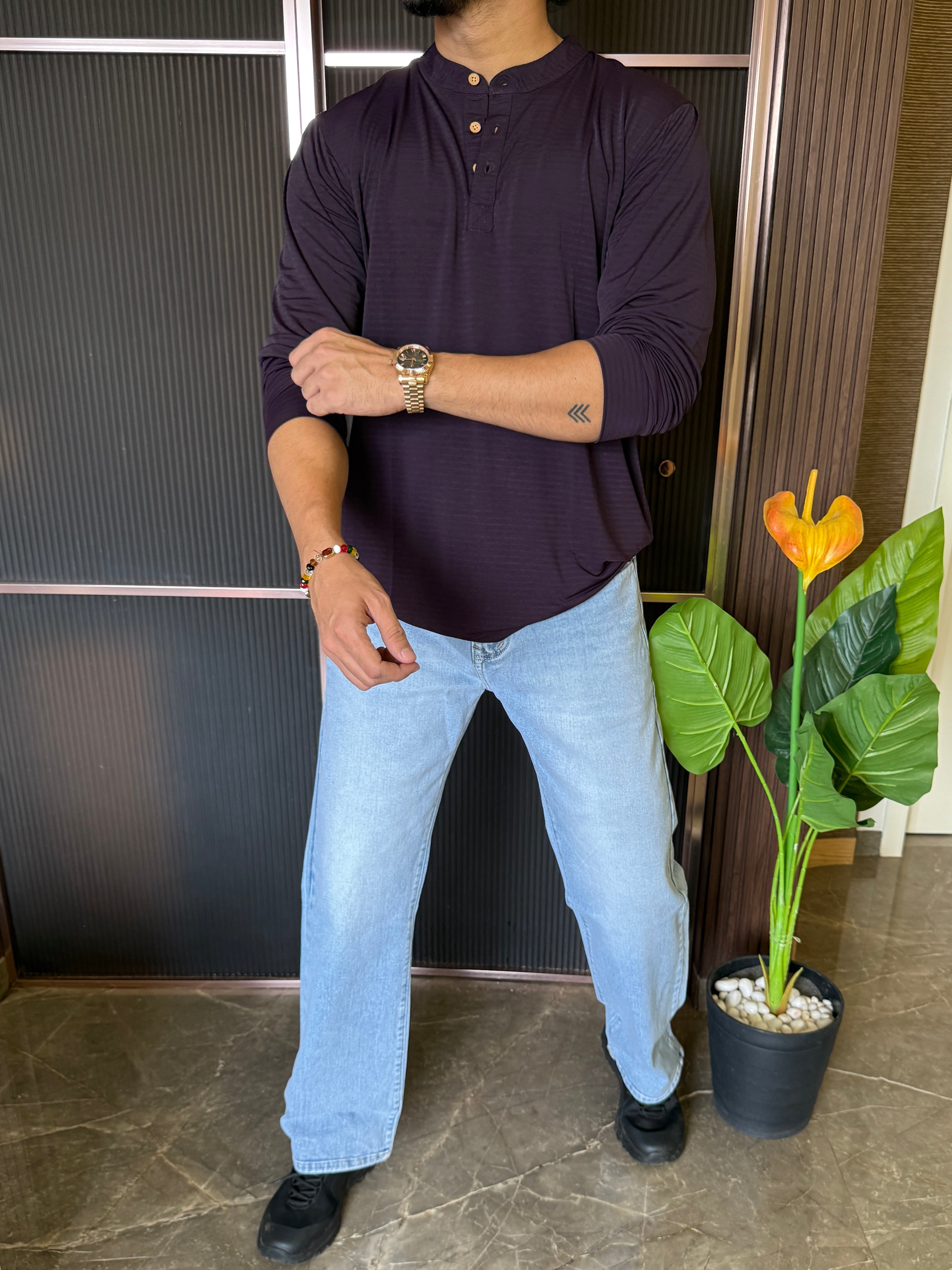 Henly Full Sleeve Dark Purple Tshirt