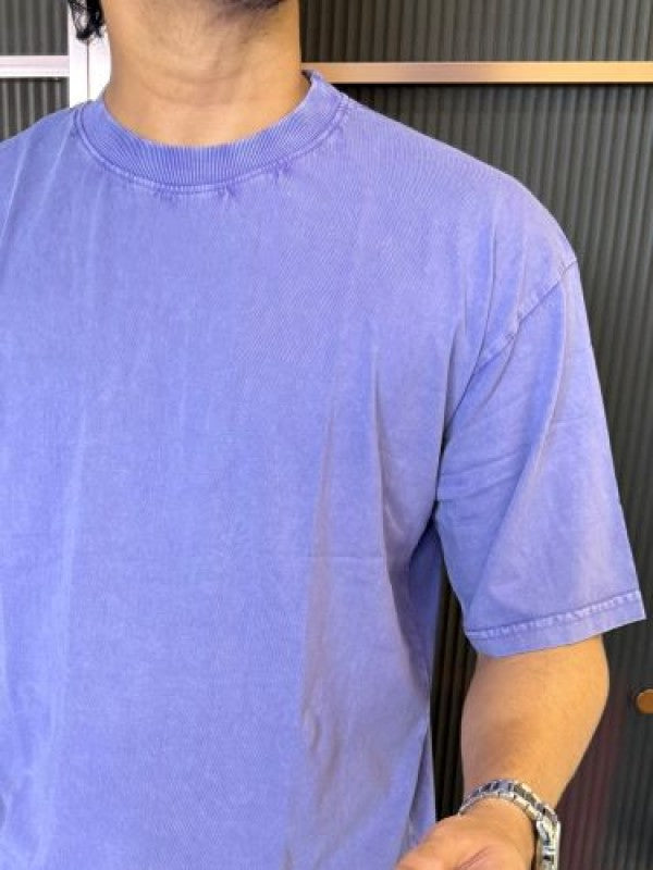 Over Dyed Drop Shoulder Purple Half T shirt