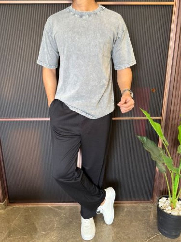 Over Dyed Drop Shoulder Ash Half T shirt