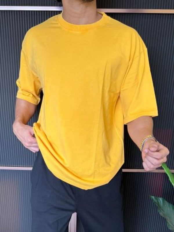 Over Dyed Drop Shoulder Yellow Half T shirt
