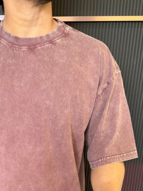 Over Dyed Drop Shoulder Maroon Half T shirt