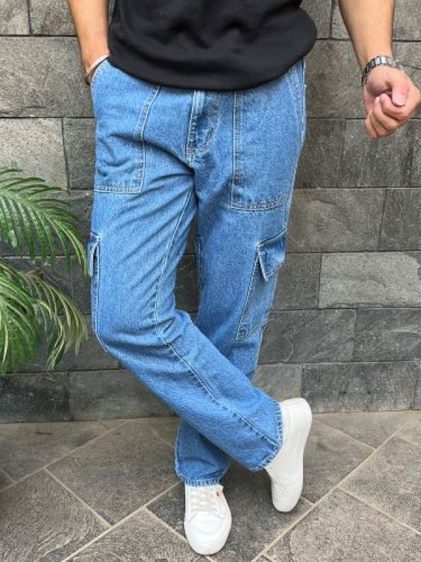 Baggy Style Cargo Blue Jeans