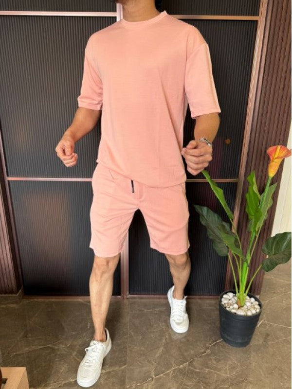 Oversize Matty Peach Cord Set With Shorts