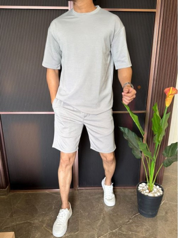Oversize Matty Grey Cord Set With Shorts