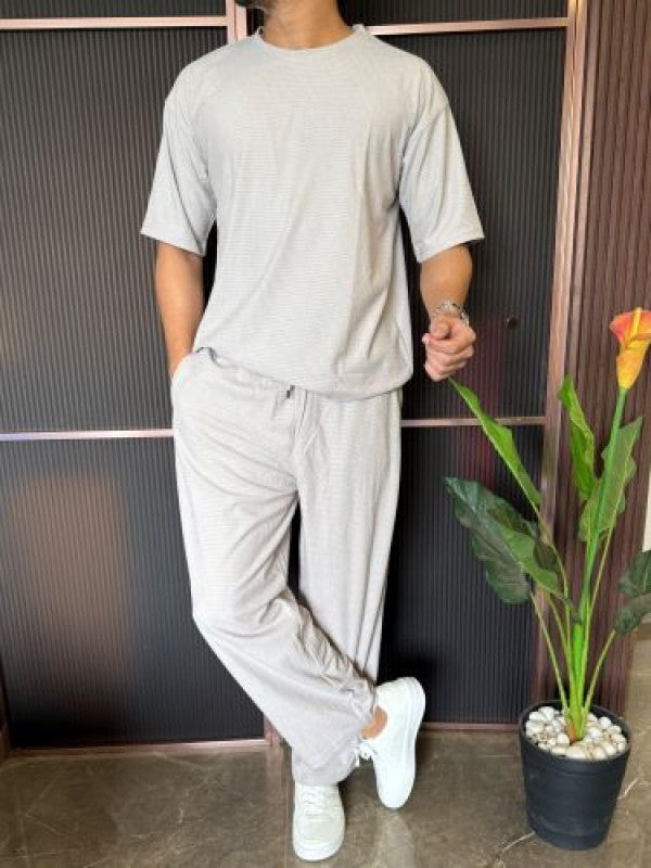 Over Size Waffle Grey Cord Set