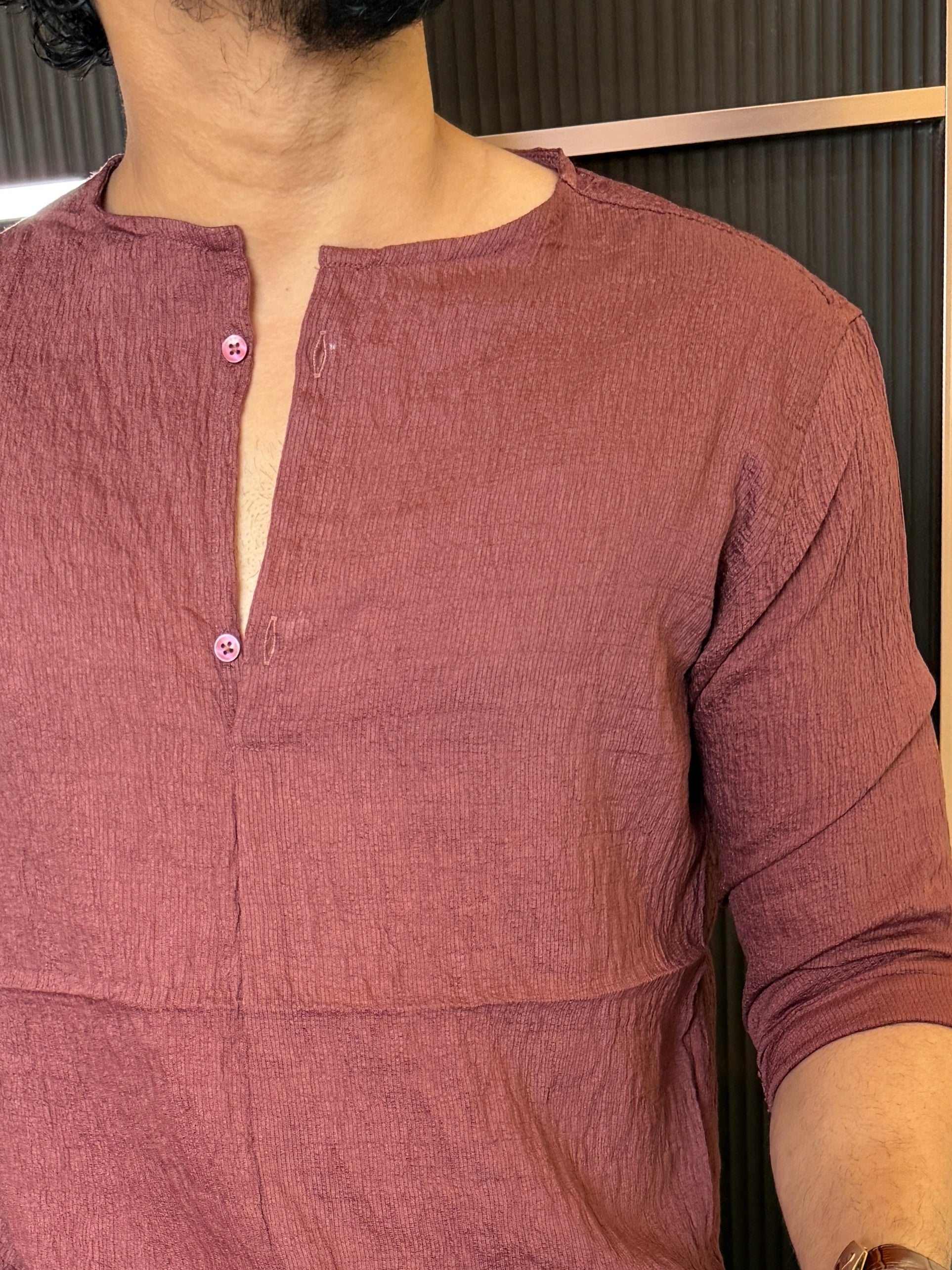 Mandarin Crepe Brick Short Kurta