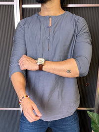 Mandarin Henly Grey Short Kurta