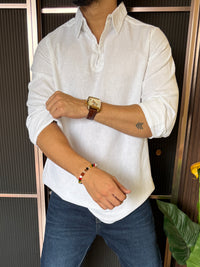 Loupee Style Collar White Kurta