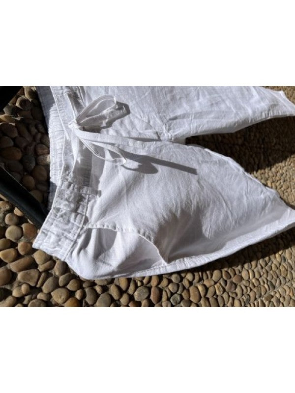 Linen White Ribbed Pant