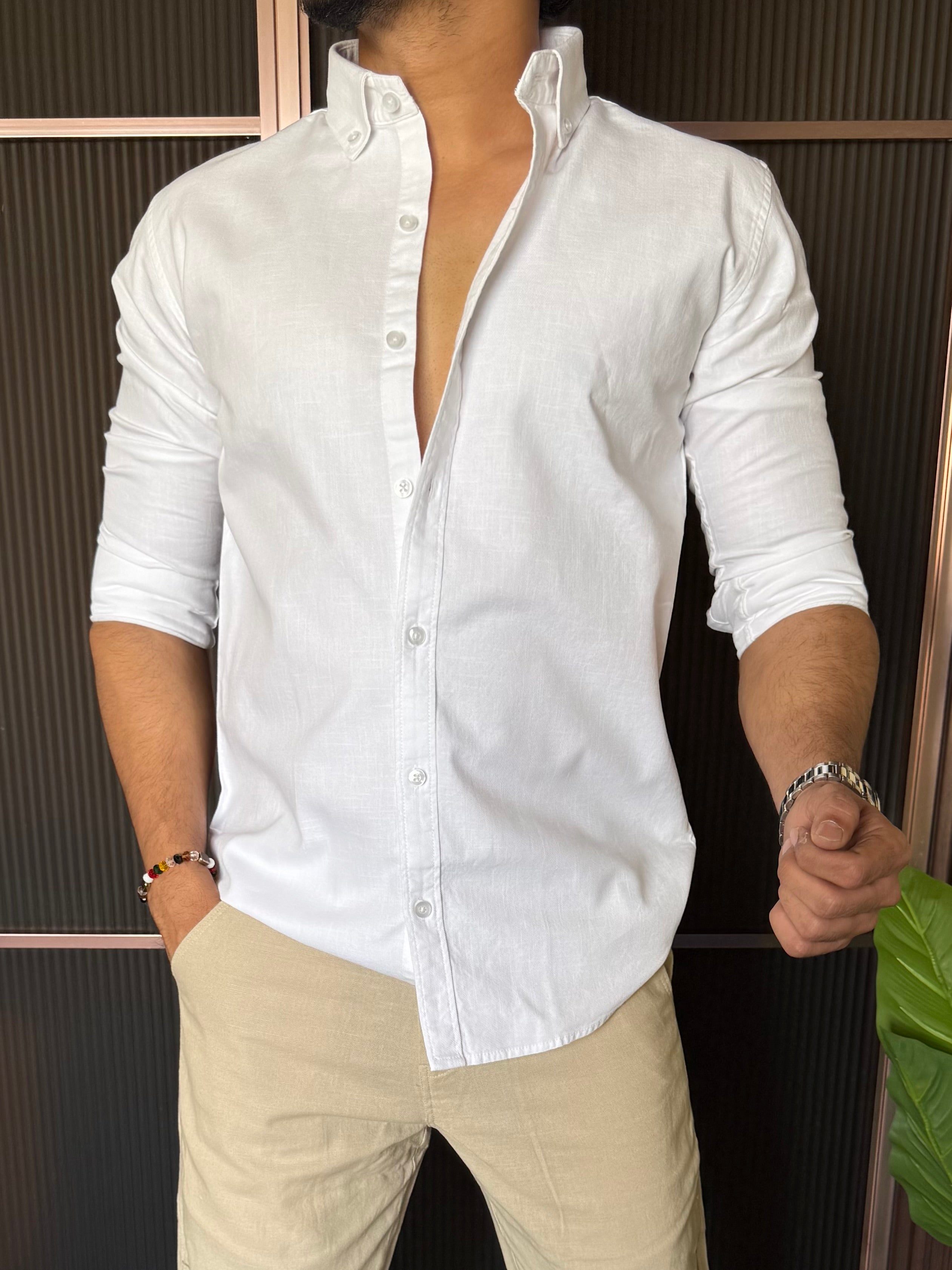 Cotton Matty White Full Sleeve Shirt