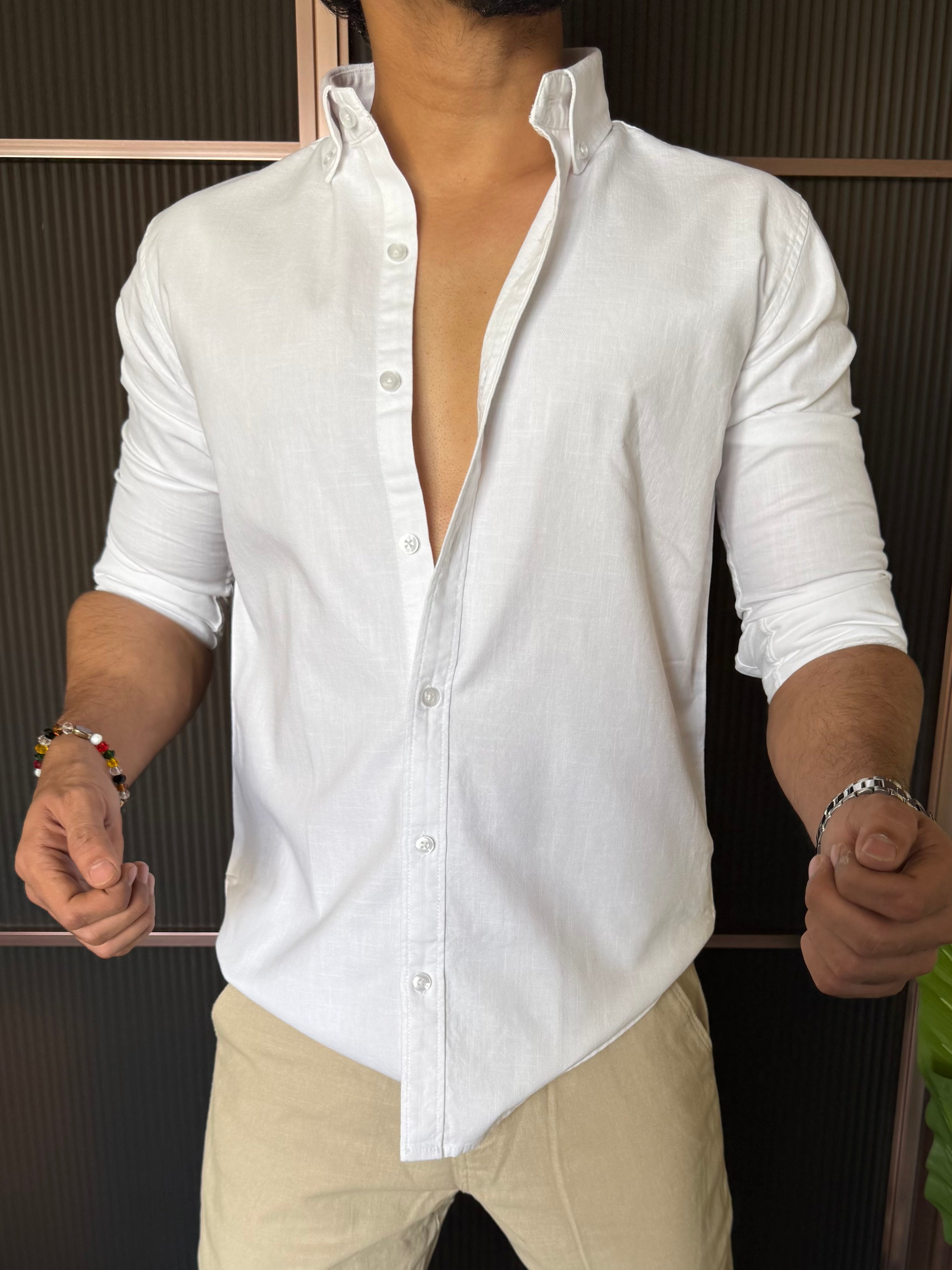 Cotton Matty White Full Sleeve Shirt