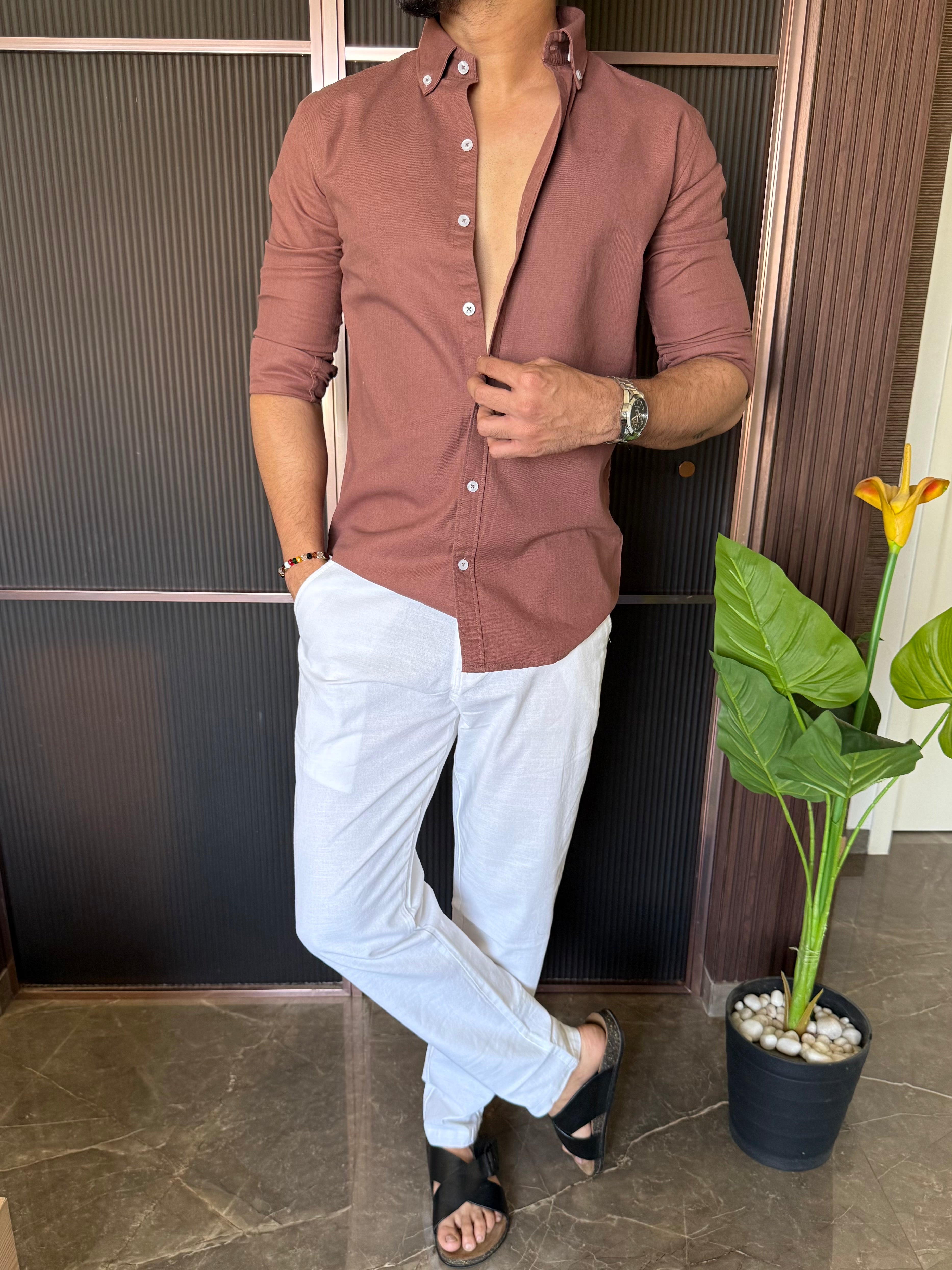 Cotton Matty Rust Full Sleeve Shirt