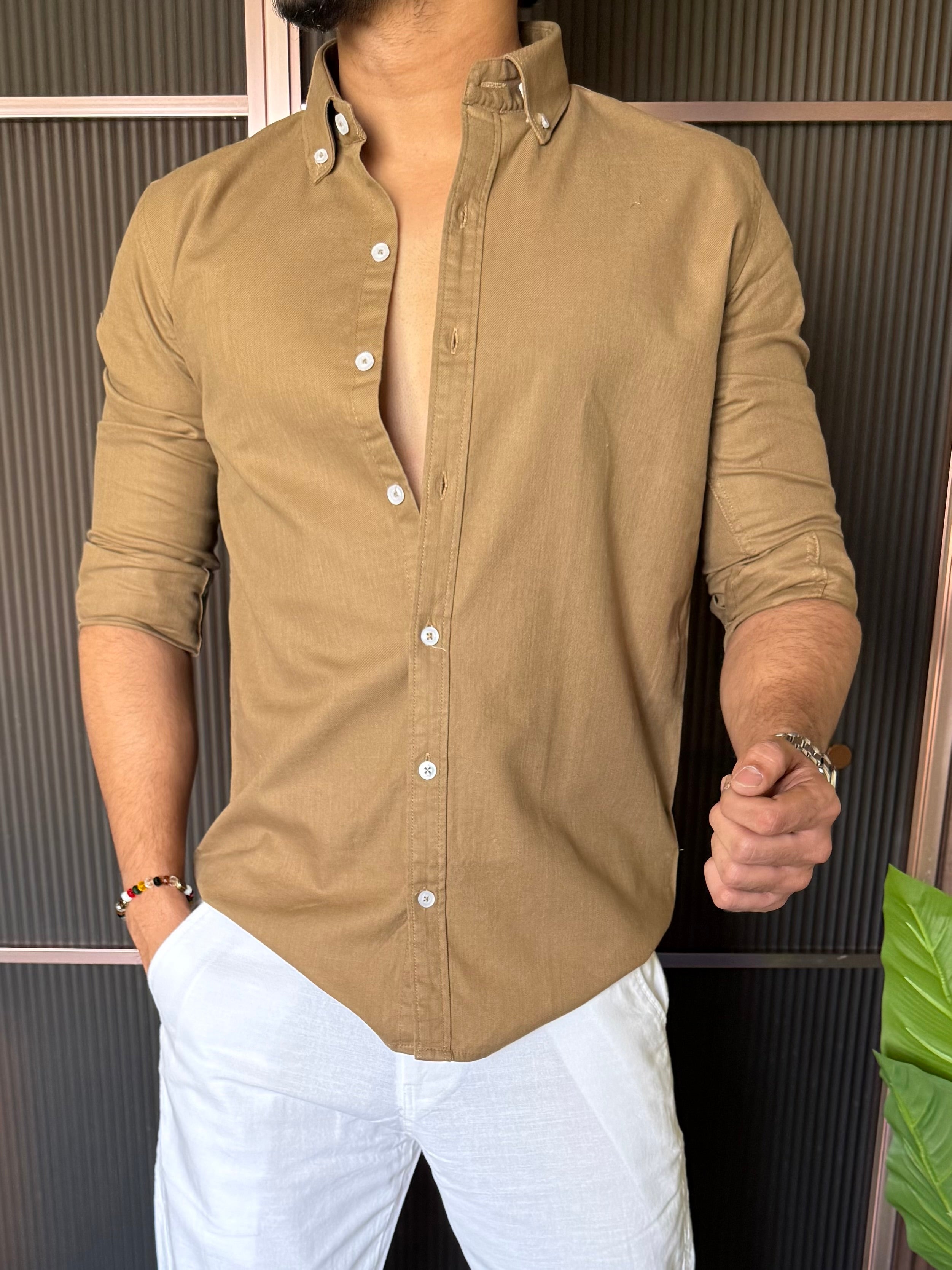 Cotton Matty Camel Full Sleeve Shirt