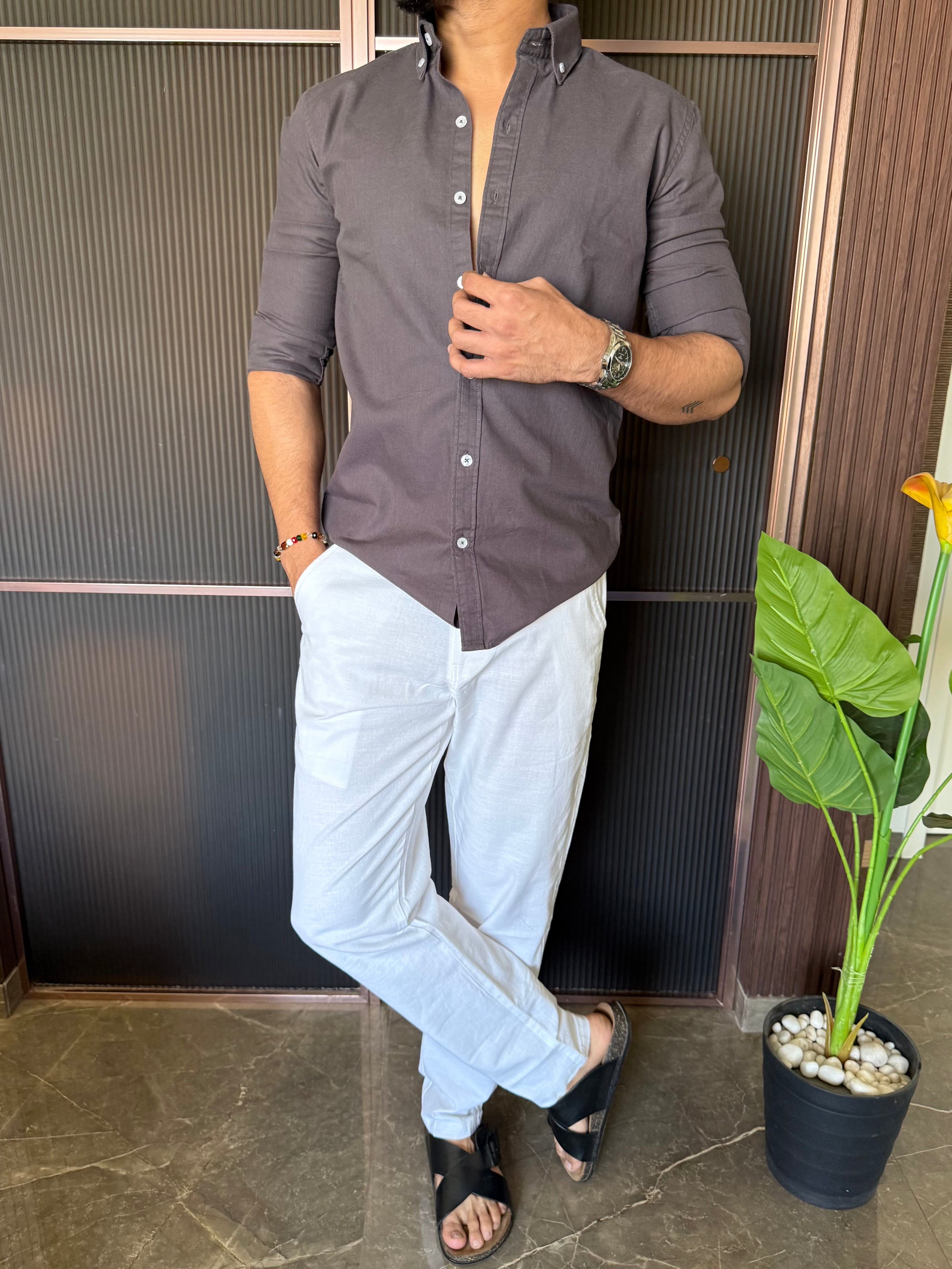 Cotton Matty Dark Grey Full Sleeve Shirt