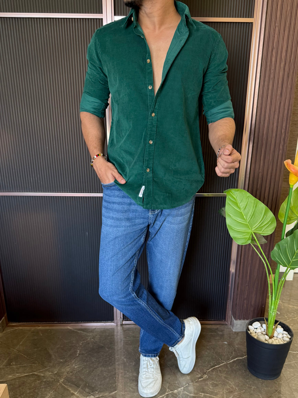 Corduroy BGreen Full sleeve Shirt