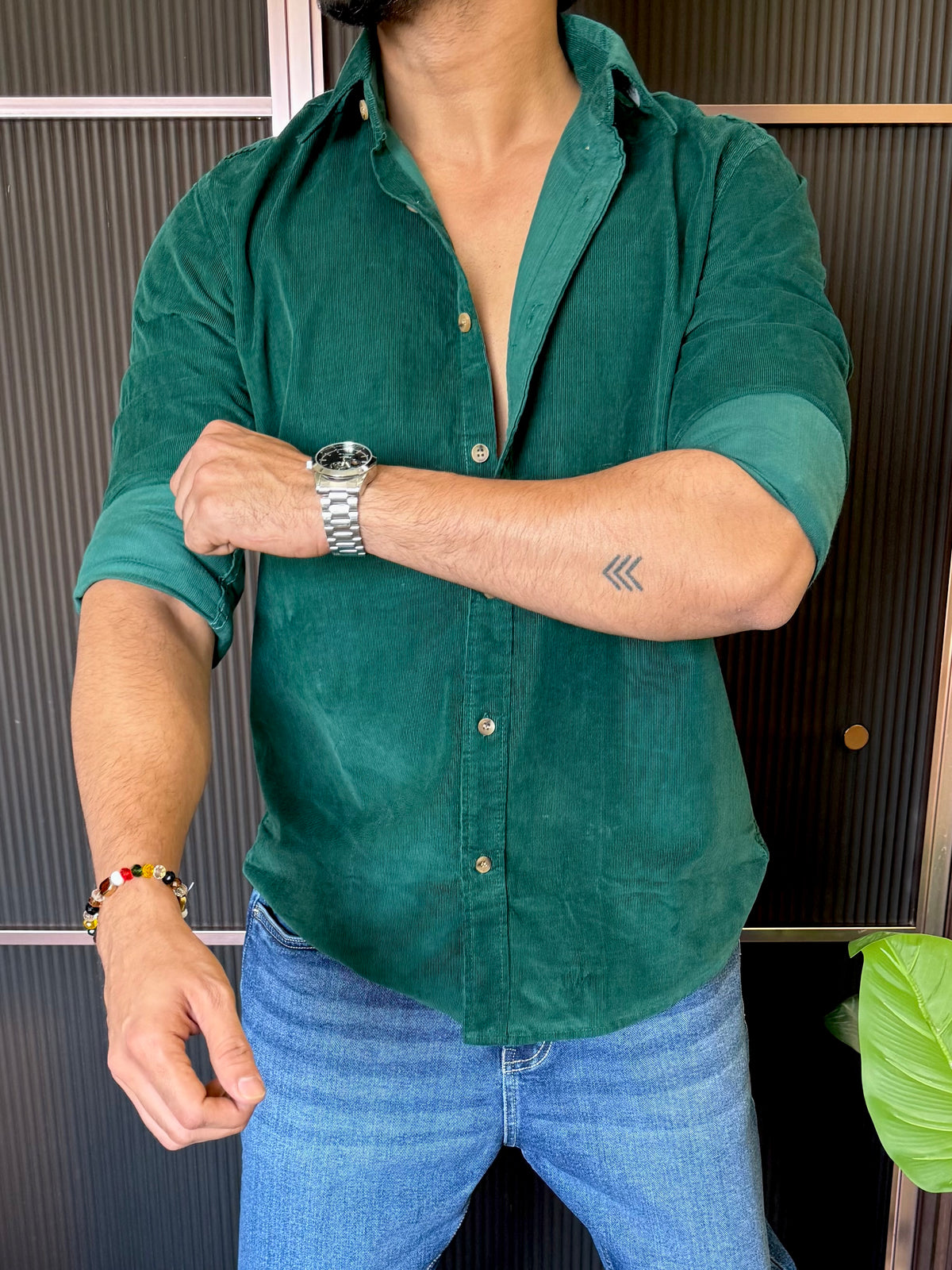 Corduroy BGreen Full sleeve Shirt