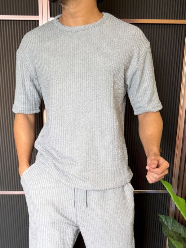 Towel Fabric Light Grey Cord Set