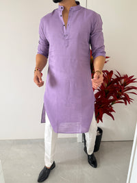 Linen  Purple Full Kurta