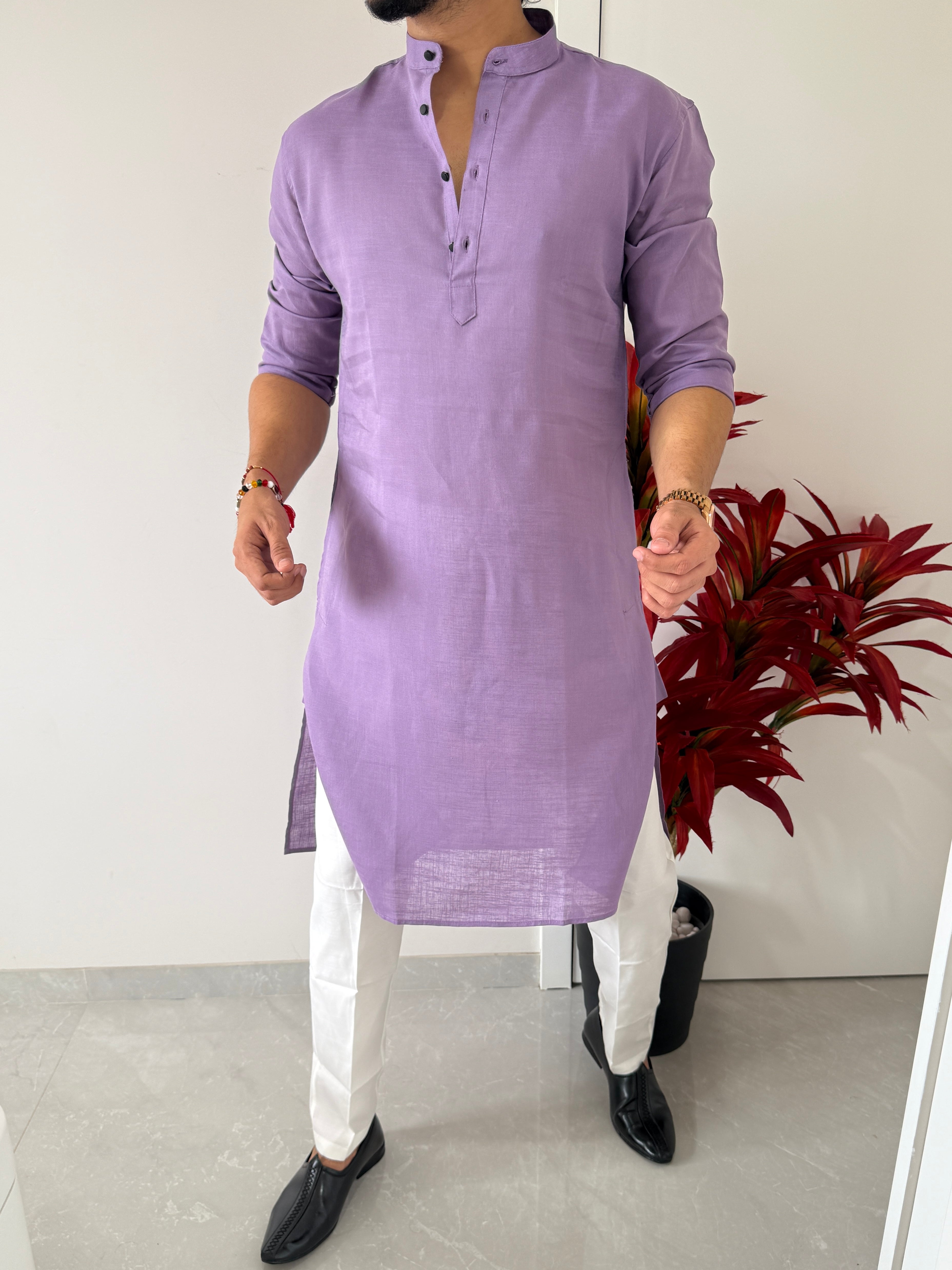 Linen  Lavender Full Kurta