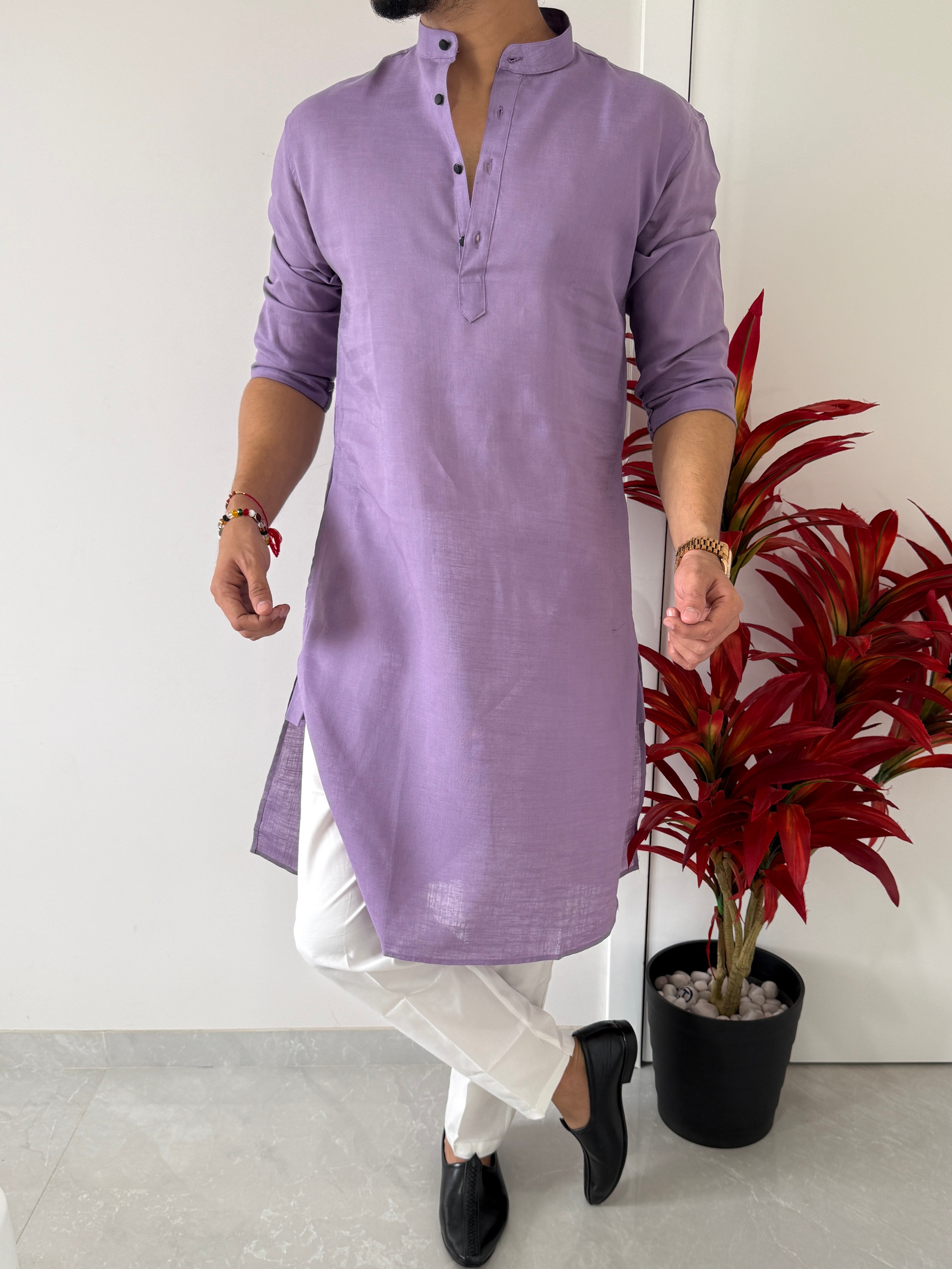 Linen  Lavender Full Kurta