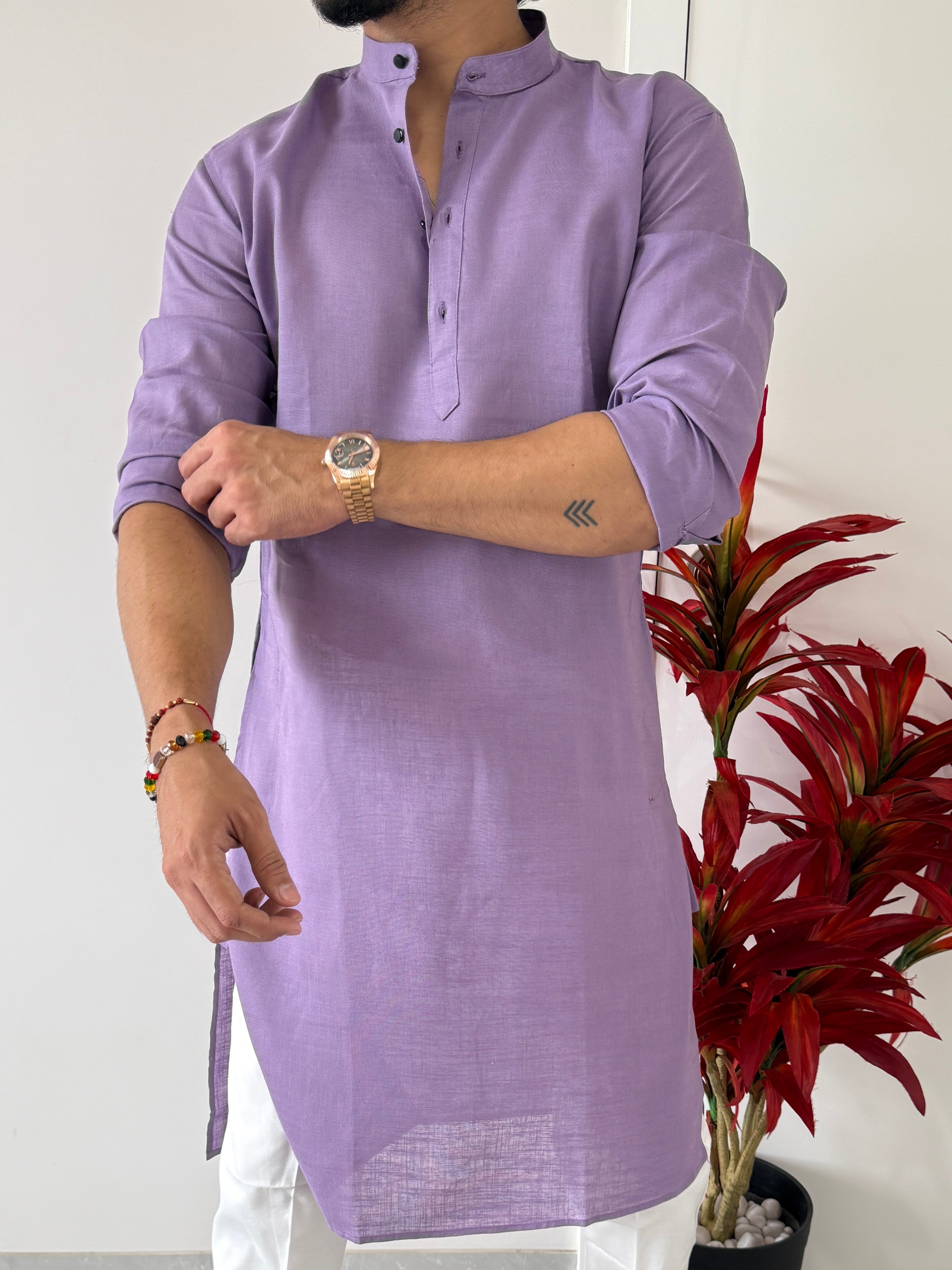 Linen  Lavender Full Kurta