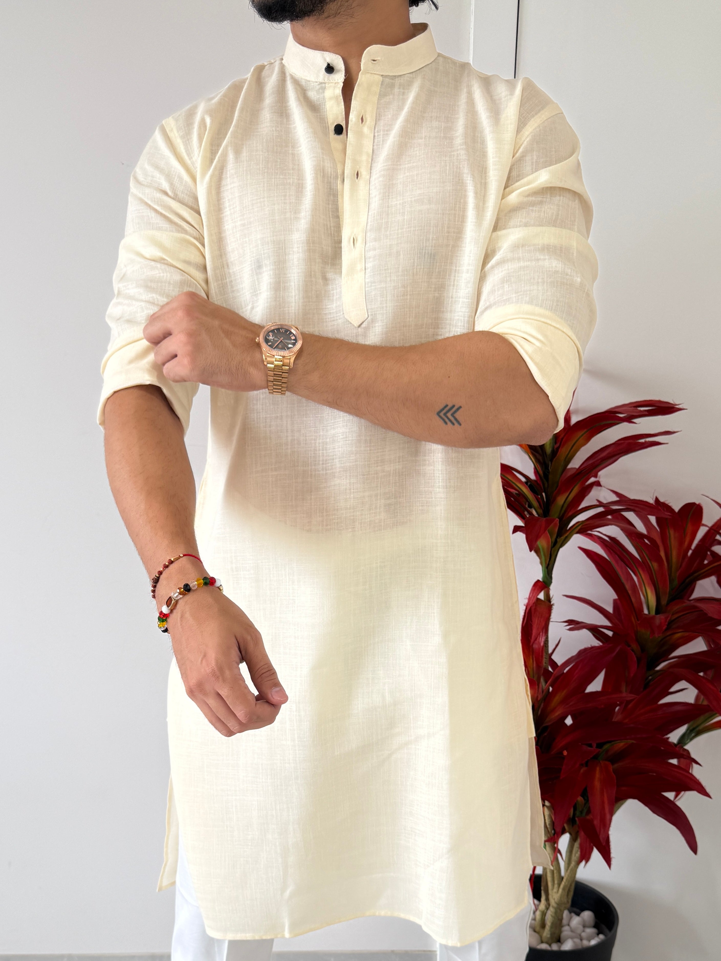 Linen Butter yellow Full Kurta