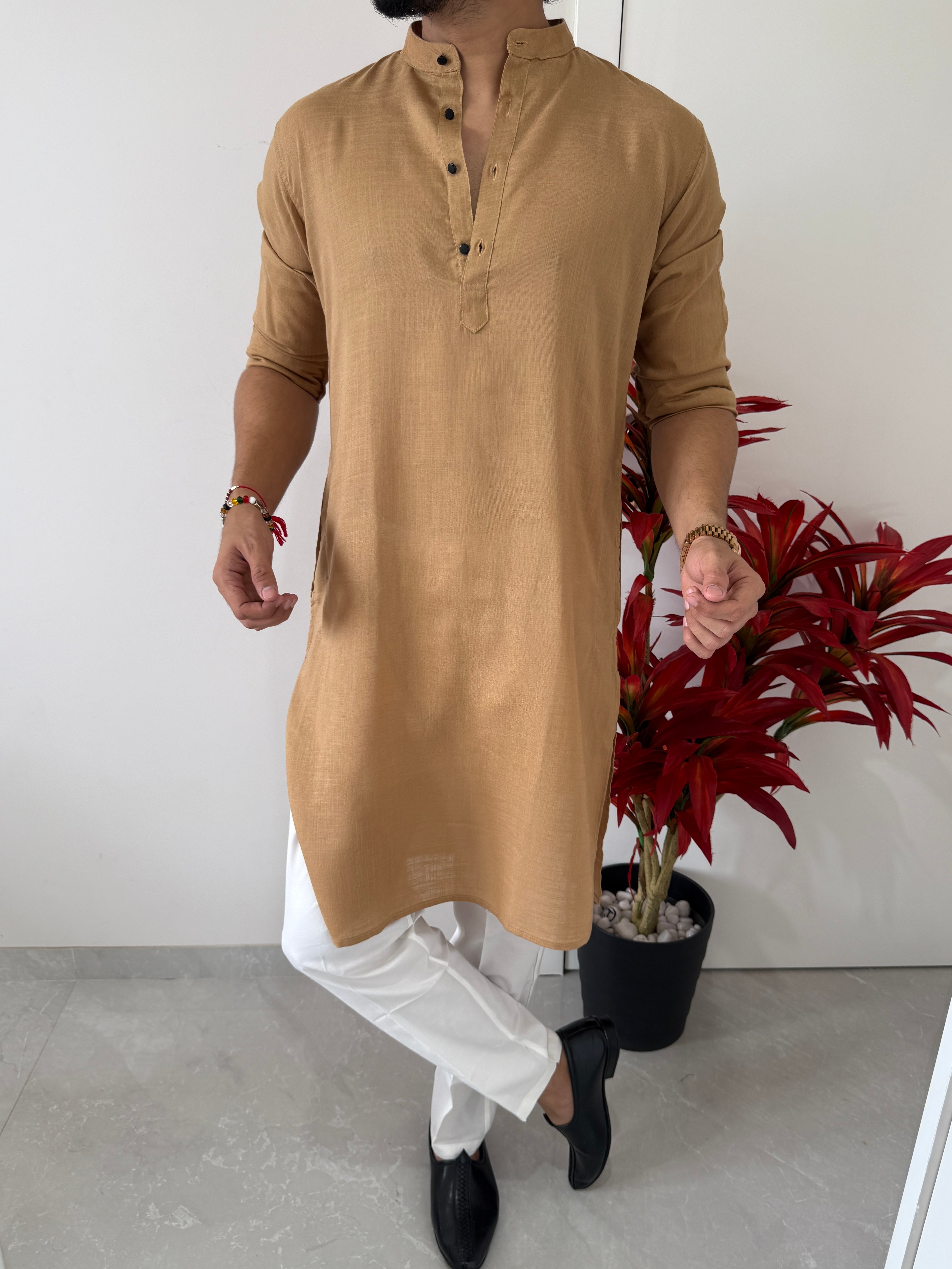 Linen Mustard Full Kurta