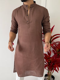 Linen  Brown 1 Full Kurta