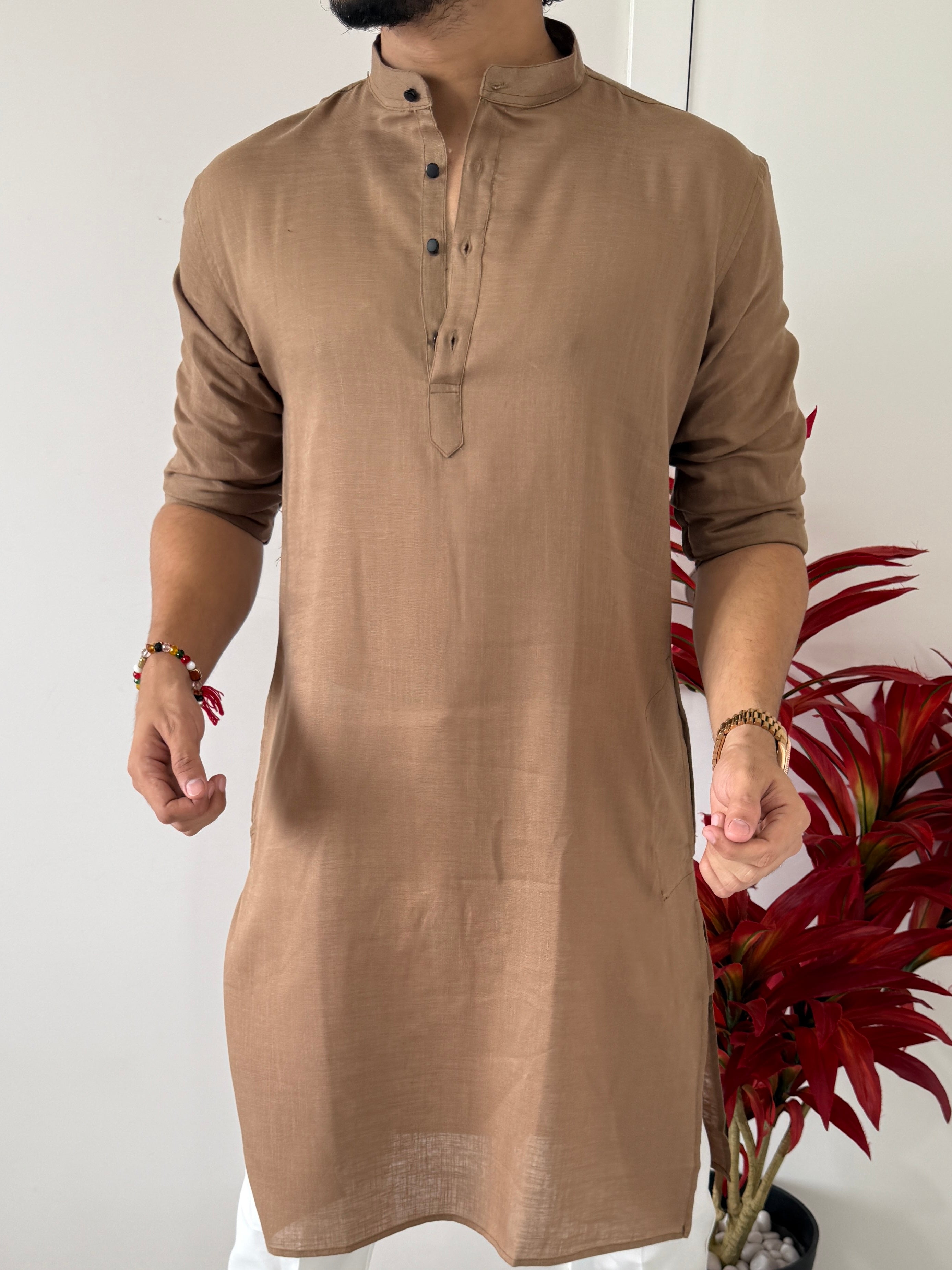 Linen  Khakee Full Kurta