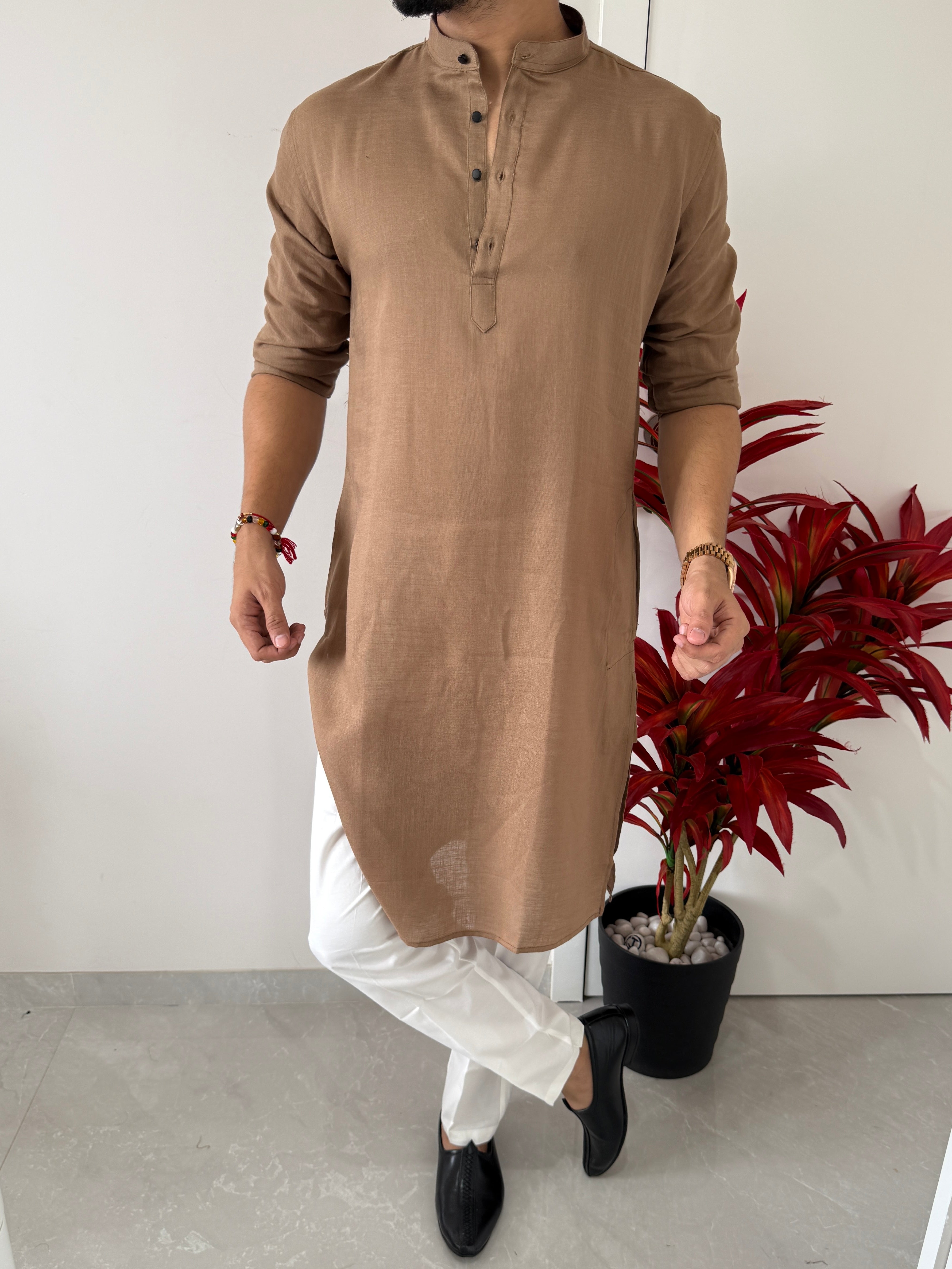 Linen  Khakee Full Kurta