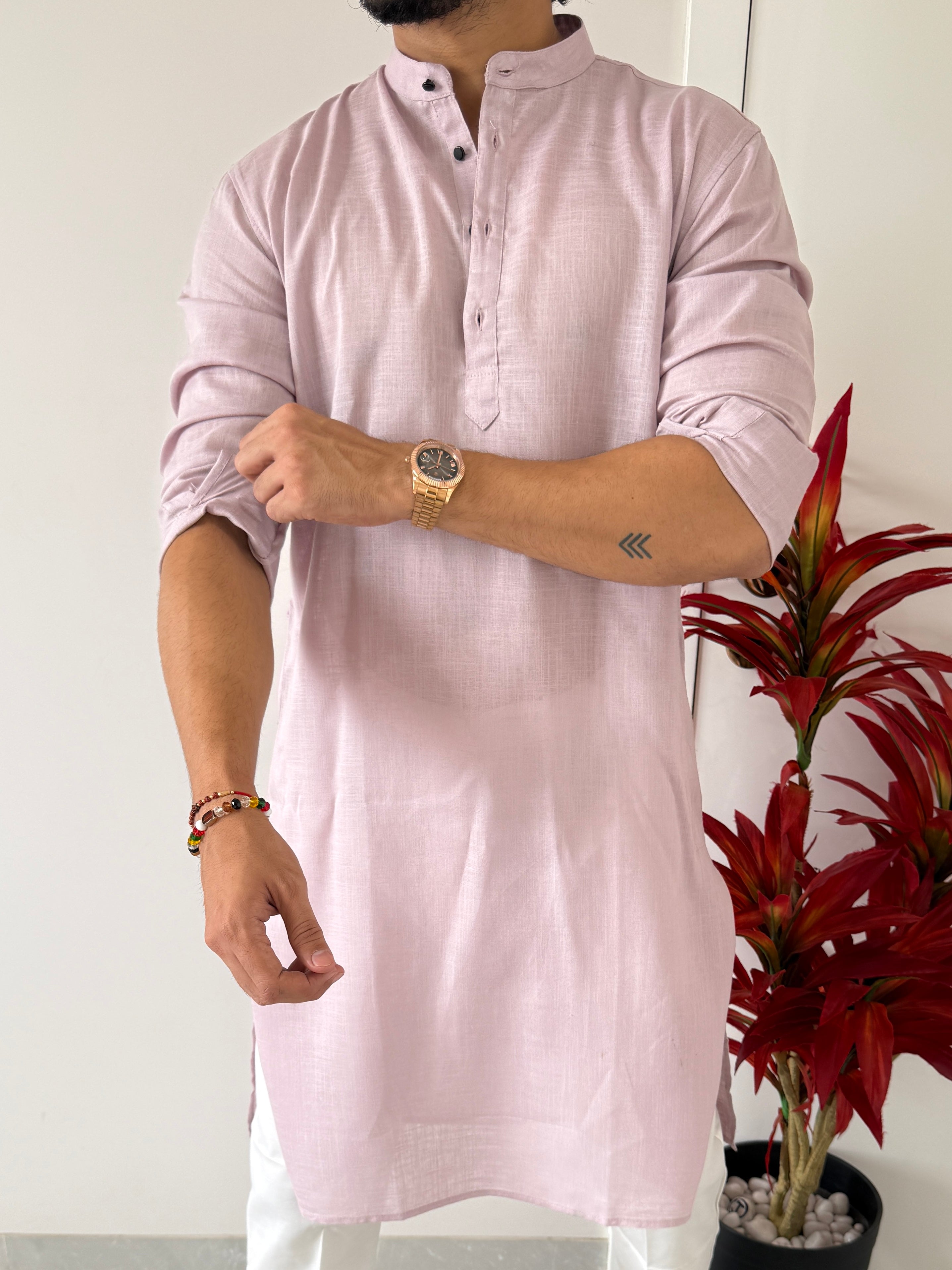 Linen Light  Lavender Full Kurta