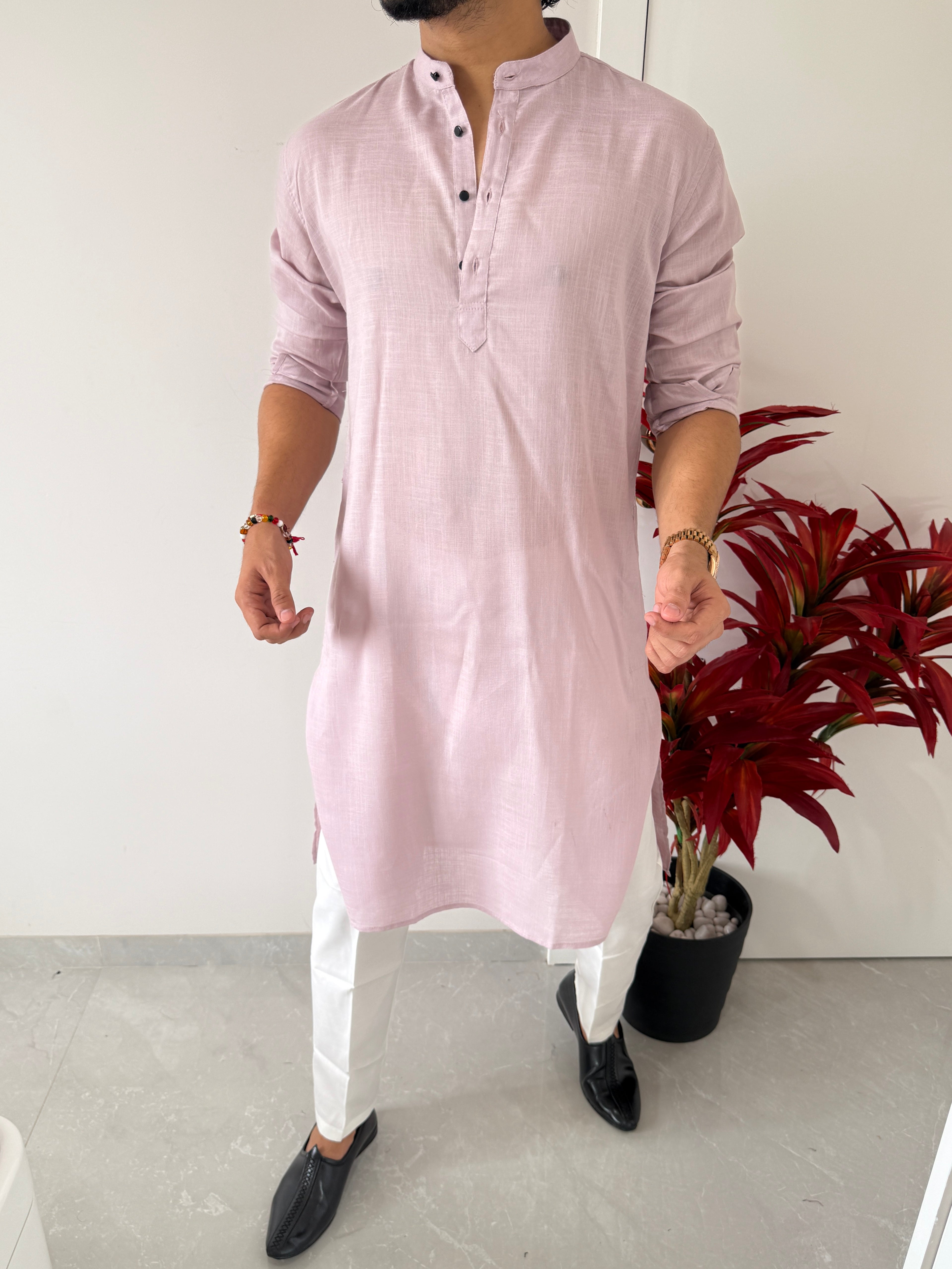 Linen Light  Lavender Full Kurta