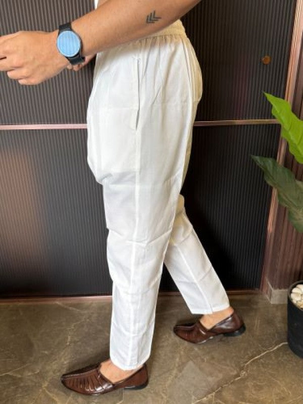 Elastic Waist White Paijama